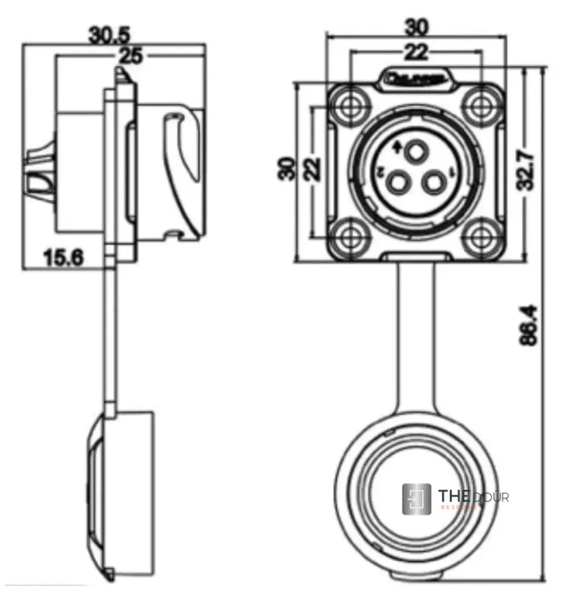 IP67 COMPACT Surface Mounted 240v Electric Hookup Red & Black THEdoûr Bespoke