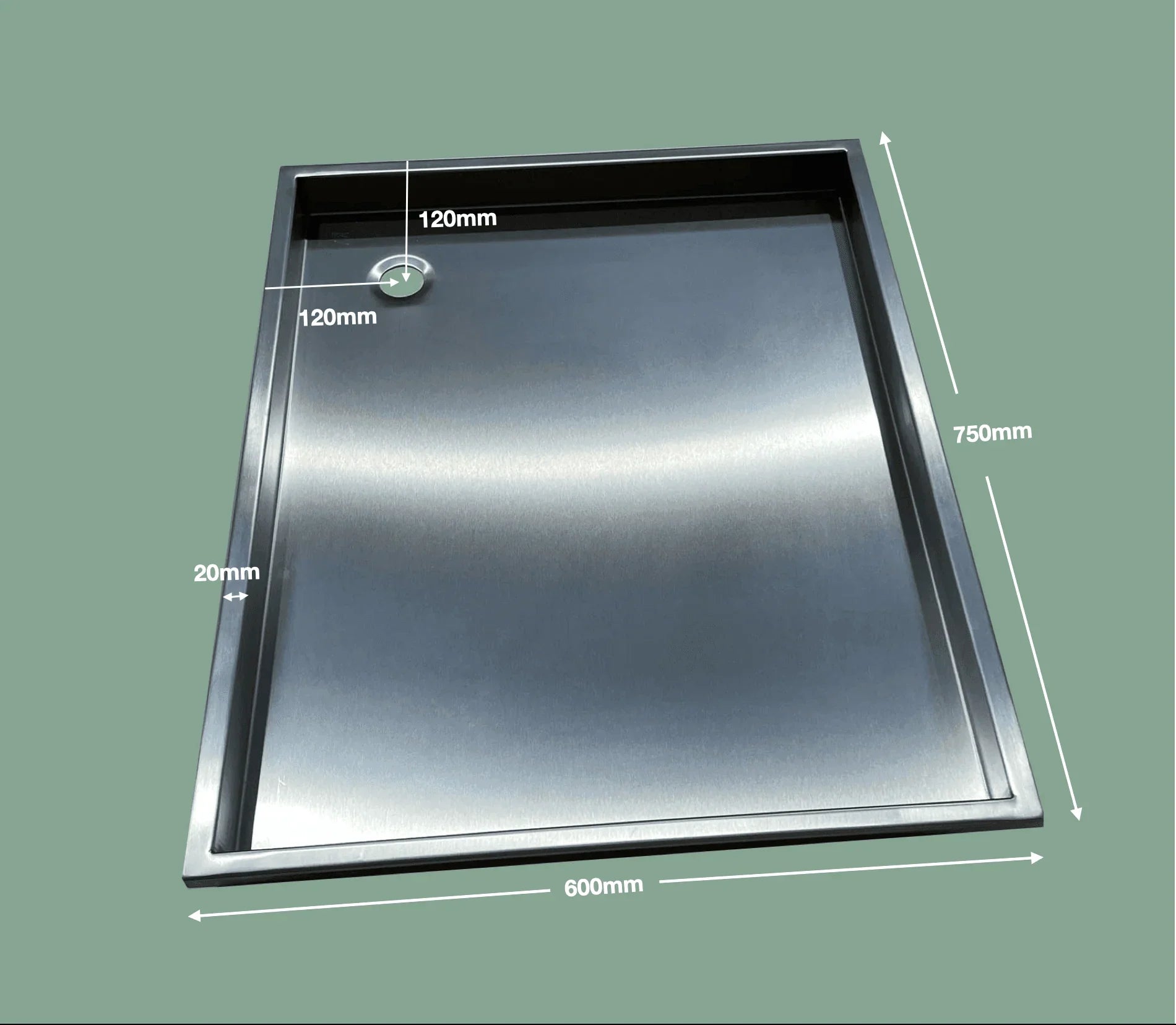 Campervan / RV Shower Trays 304-Grade Stainless Steel - 3 Sizes Options