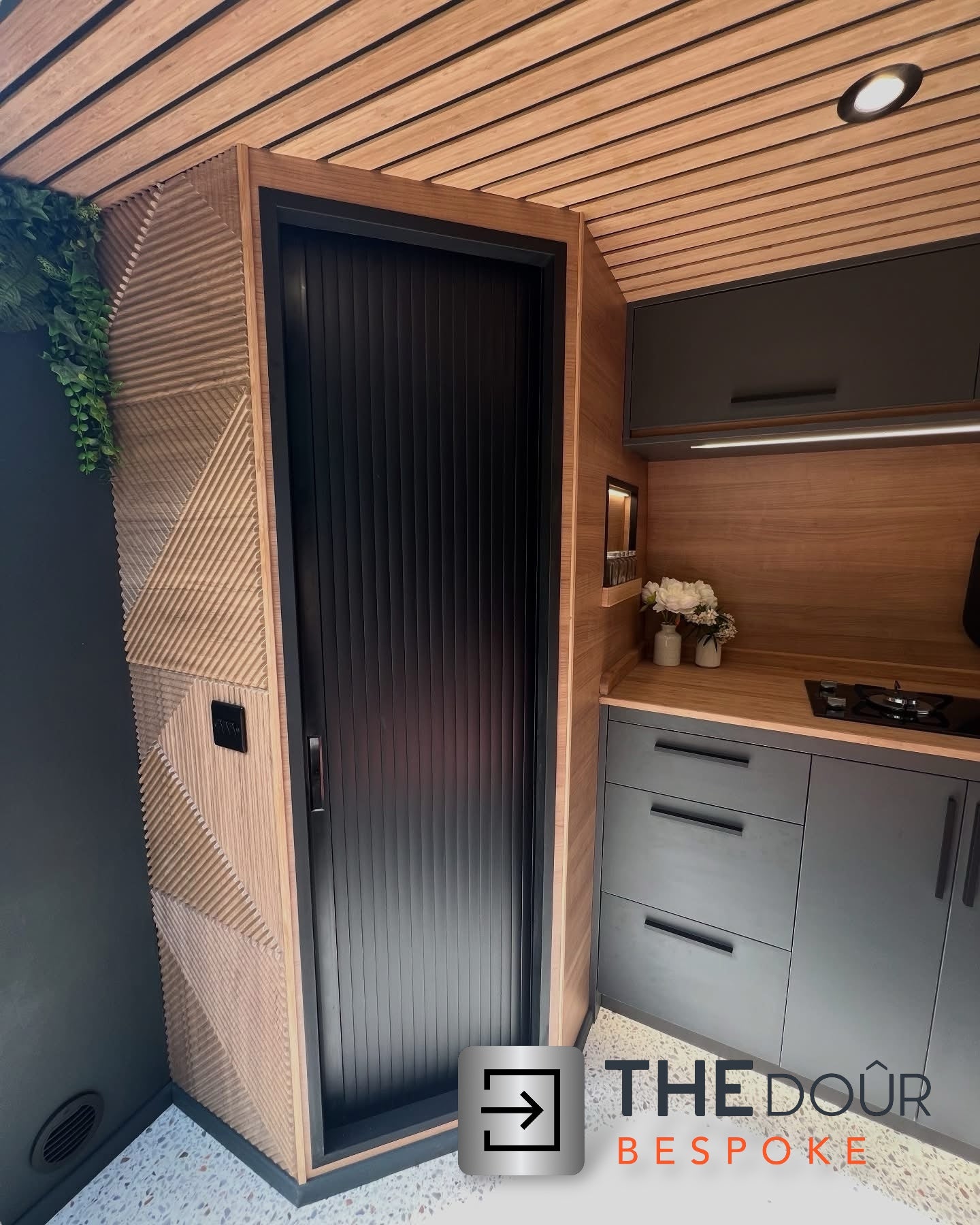 TAMdoûr Tambour Door Kit Cut 1850mm x 700mm with Flex Track for Straight Slide with 90 degree turn or Curved Close Finish