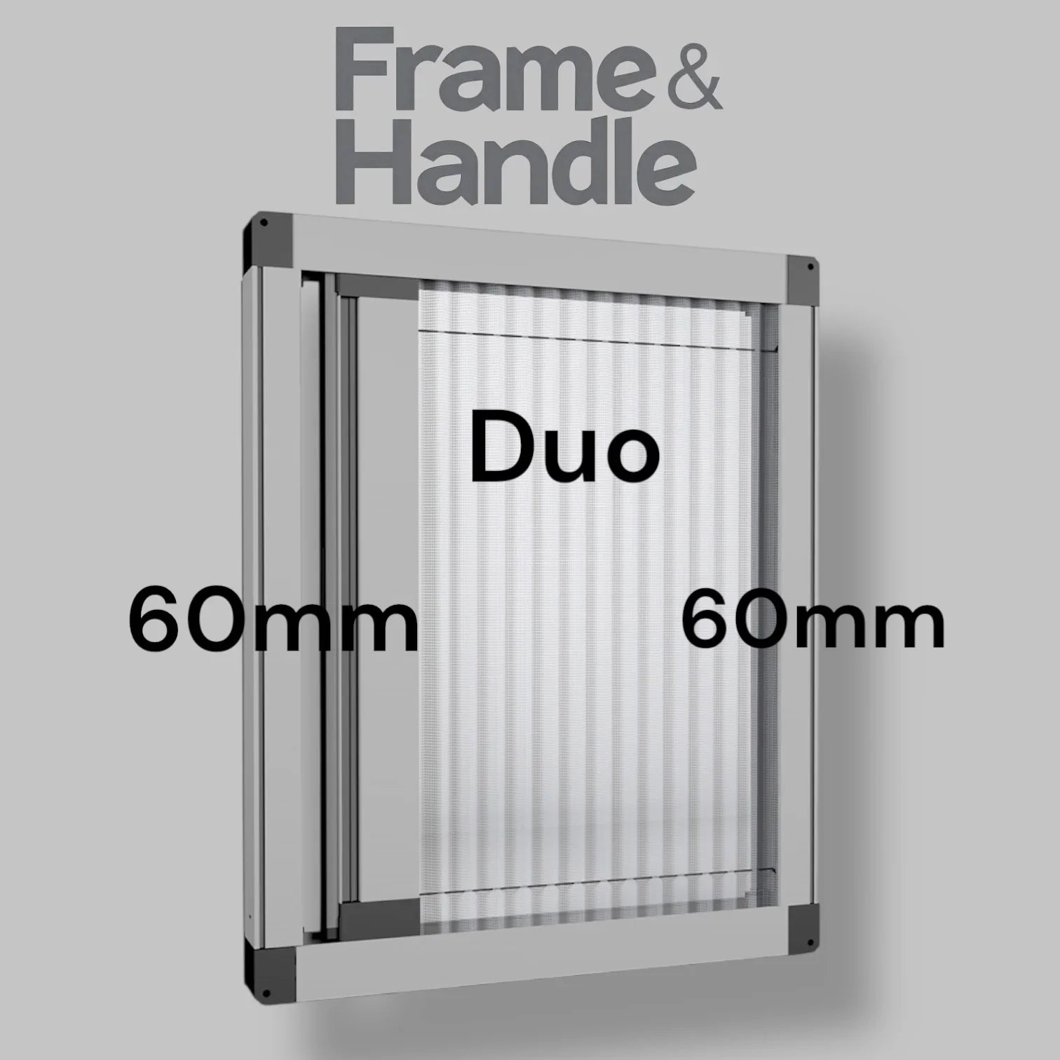 ROLdour – Maßanfertigung. Bestellen Sie jede Patronenlänge in mm bis max. 2000 mm x jede Schienenlänge in mm bis max. 1000 mm (Gesamtgröße bis zu den Außenkanten des Rahmens).