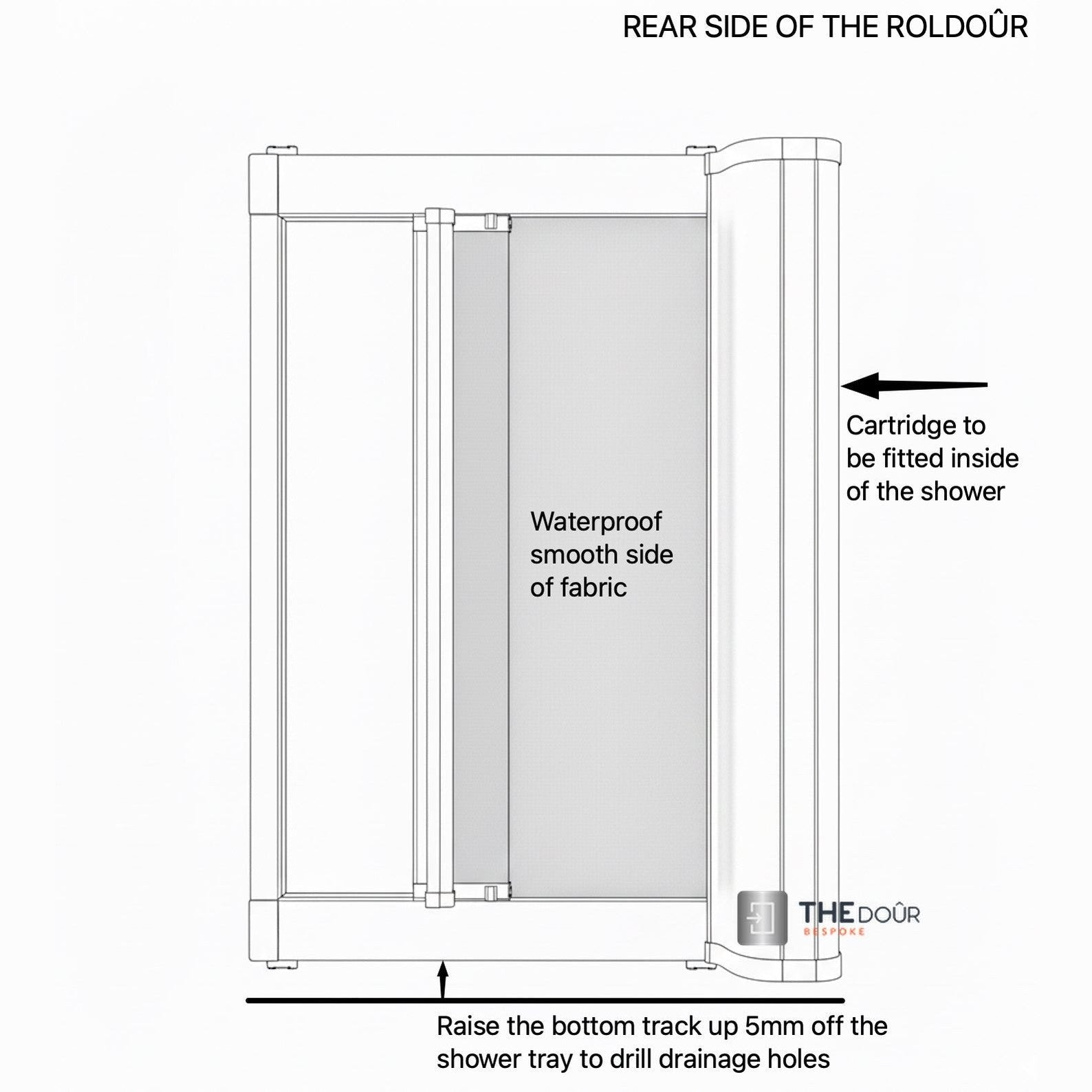 ROLdour Campervan / RV Shower Door PRE MADE 1700mm Tall x 1000mm Self Cut Width
