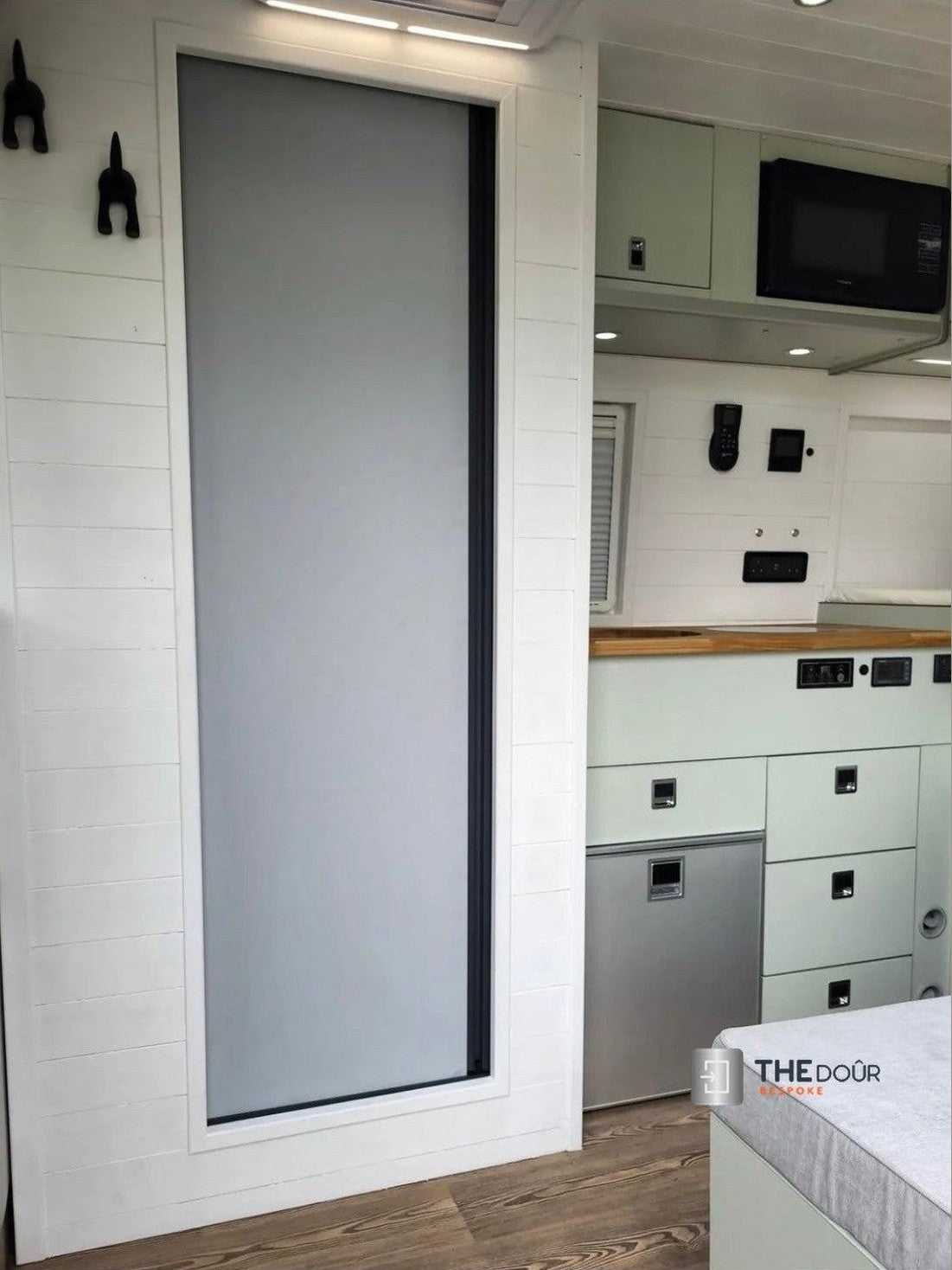 ROLdour Single Retractable door kit - Gloss Black frame-TAMdour-Dark grey,door,Drak grey,retractable dark grey door,ROLdour,shower,shower door