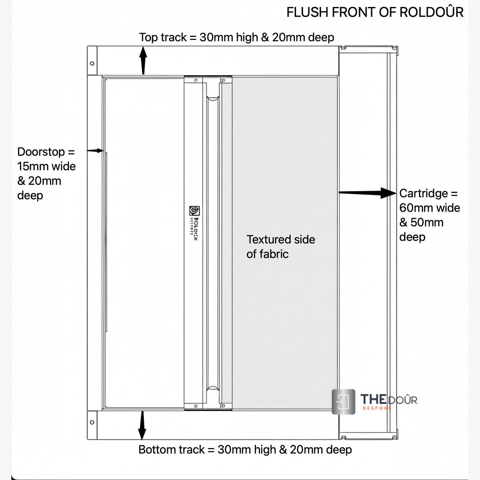 ROLdour Campervan / RV Shower Door PRE MADE 1700mm Tall x 1000mm Self Cut Width
