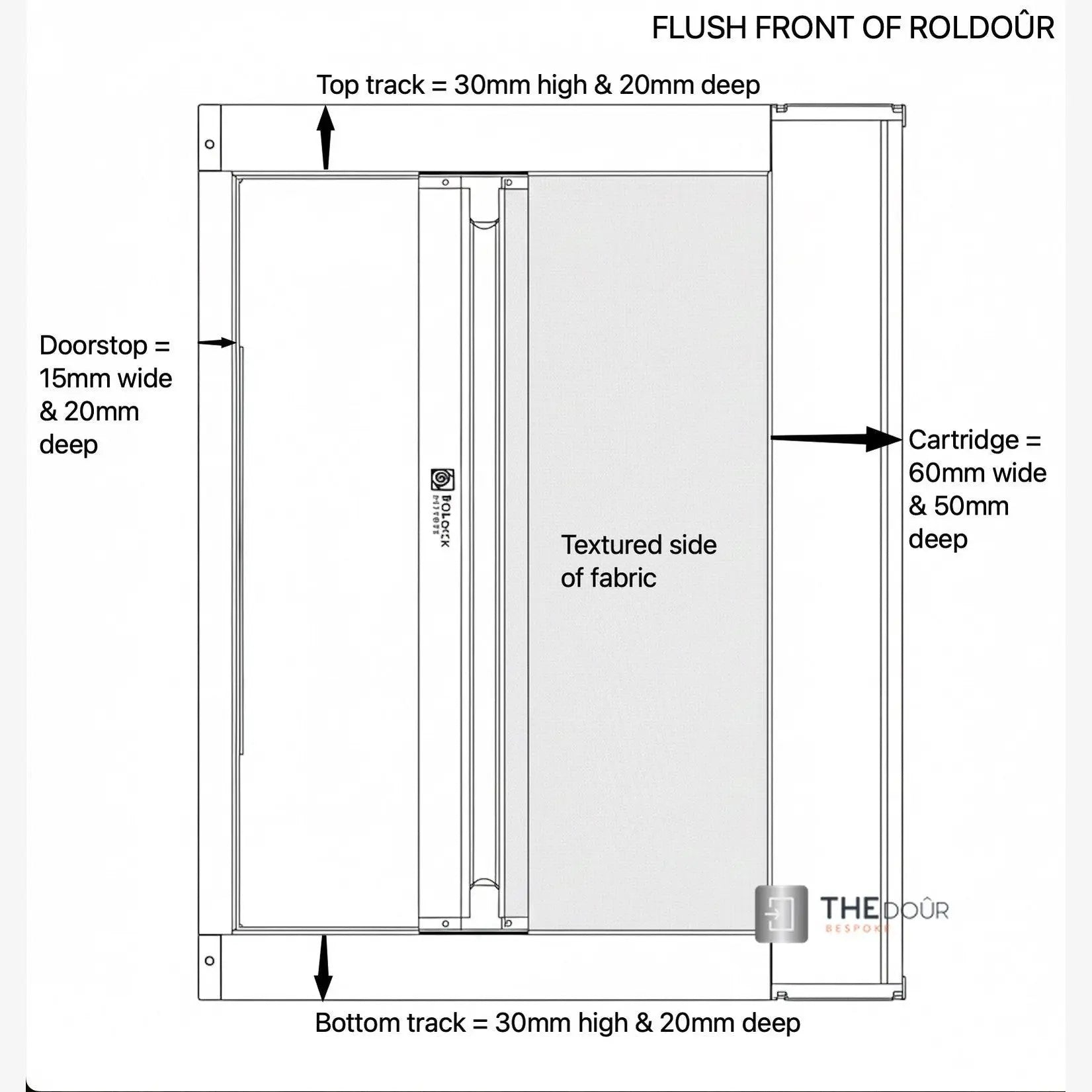 ROLdour Campervan / RV Shower Door PRE MADE 1750mm Tall x 1000mm Self Cut Width THEdoûr Bespoke