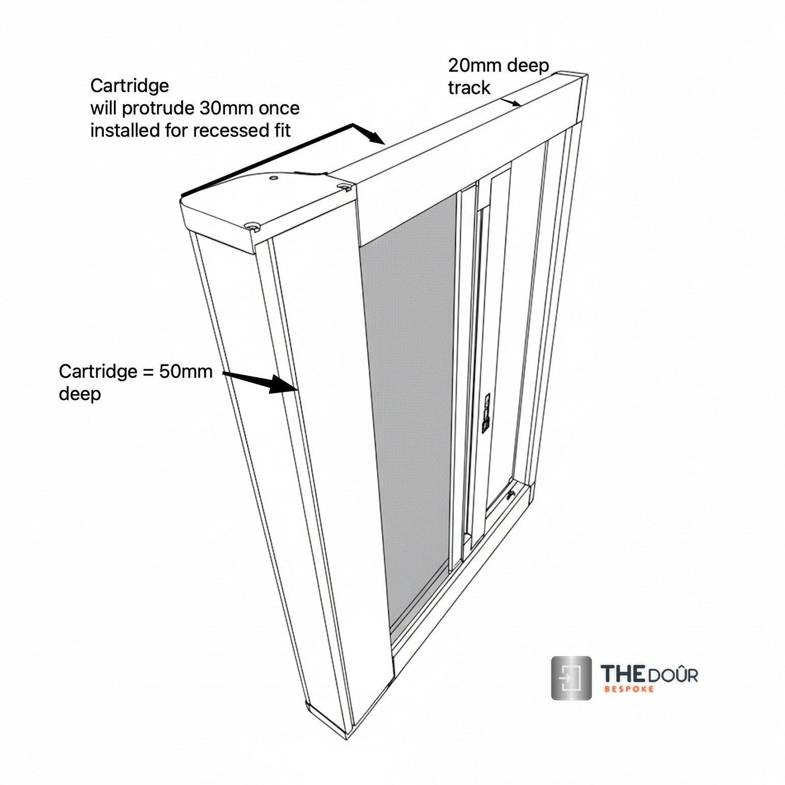 ROLdour Campervan / RV Shower Door PRE MADE 1700mm Tall x 1000mm Self Cut Width