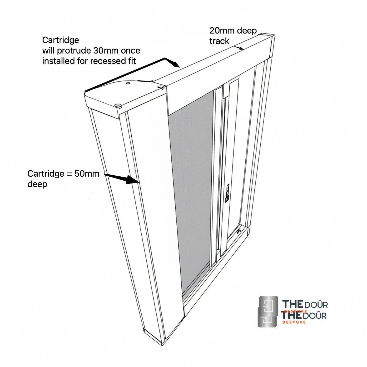ROLdour Campervan / RV Shower Door PRE MADE 1800mm Tall x 1000mm Self Cut Width THEdoûr Bespoke