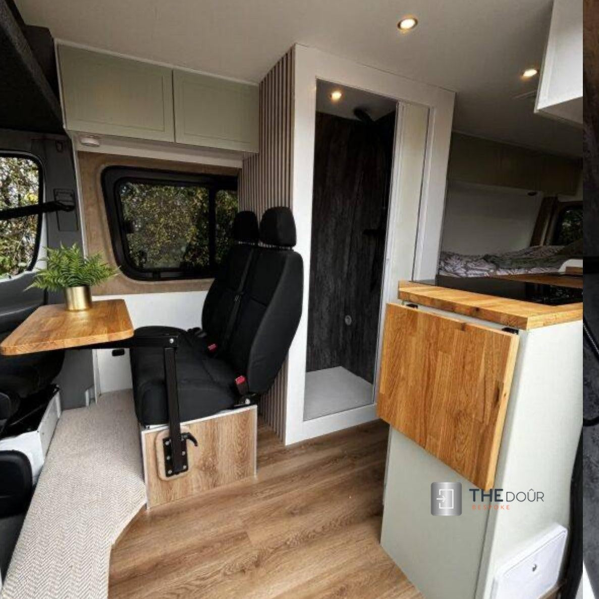 ROLdour Gloss Black Intrekbare waterdichte camper, RV Douchedeur kit Tambour Alternative