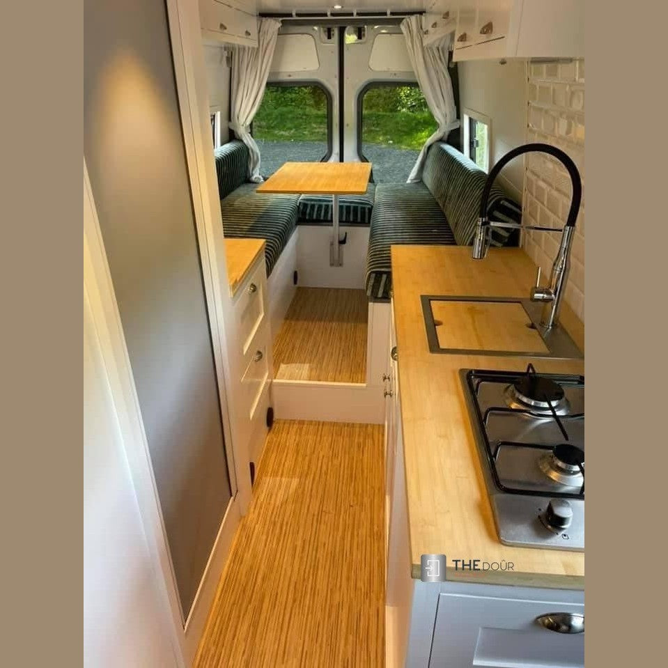ROLdour Gloss Black Intrekbare waterdichte camper, RV Douchedeur kit Tambour Alternative