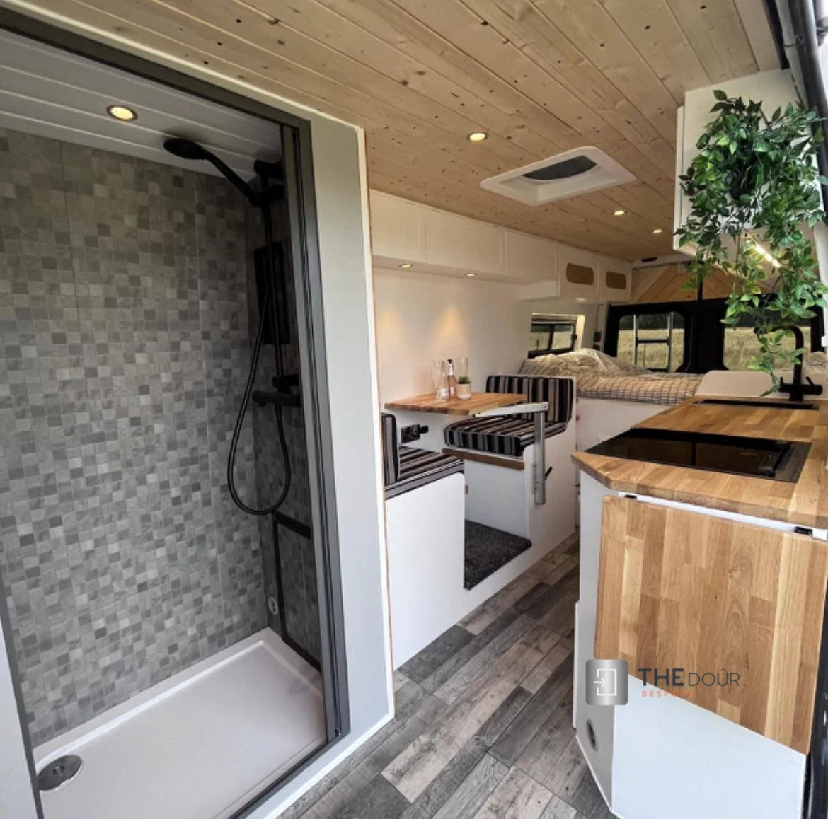 ROLdour Dark Grey Retractable Waterproof Campervan, RV Shower door kit Tambour Alternative