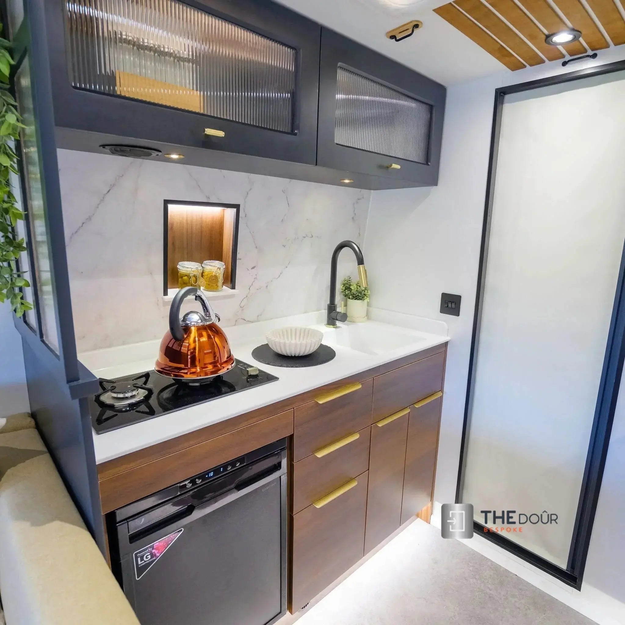 ROLdour Dark Grey Retractable Waterproof Campervan, RV Shower door kit Tambour Alternative THEdoûr Bespoke