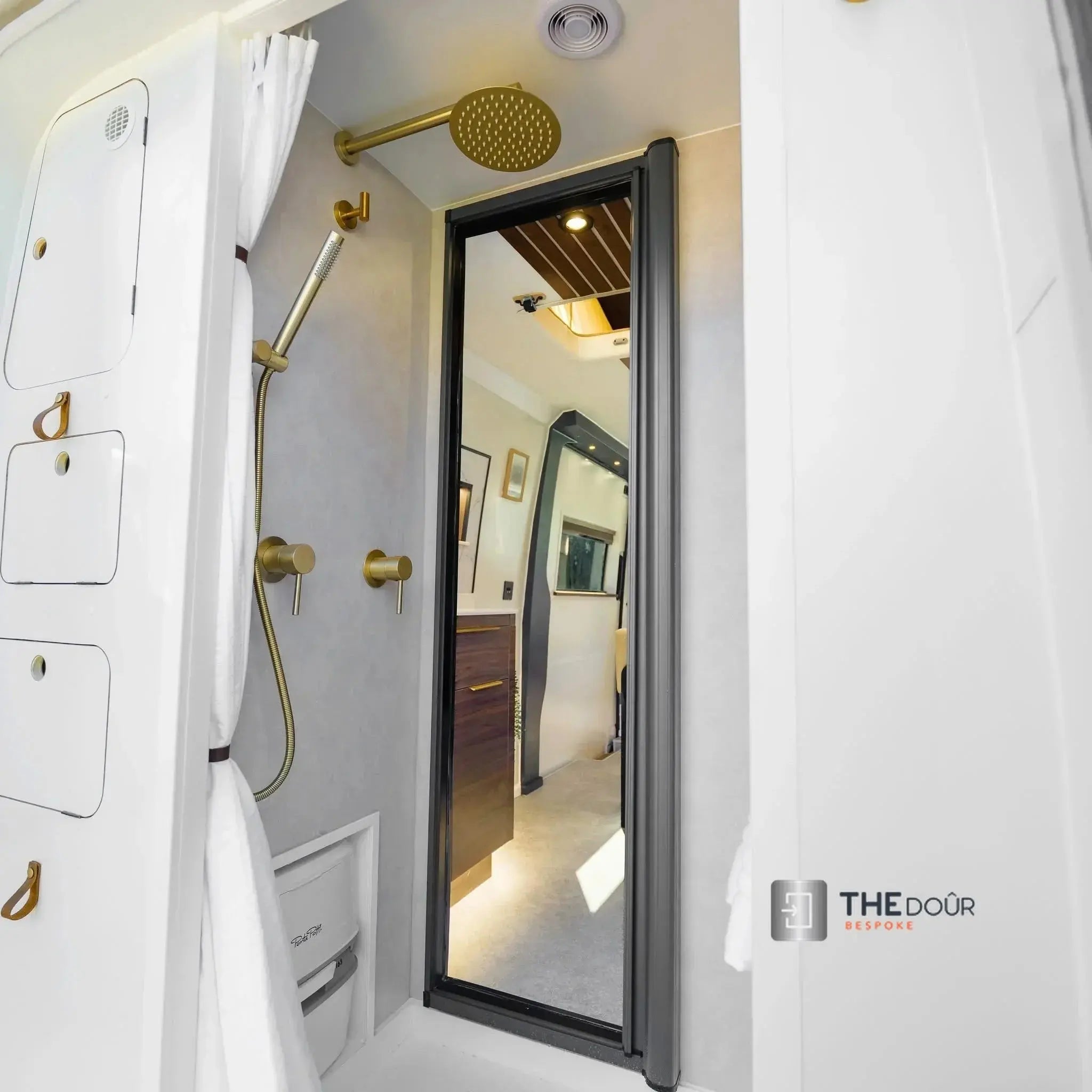 ROLdour Dark Grey Retractable Waterproof Campervan, RV Shower door kit Tambour Alternative THEdoûr Bespoke