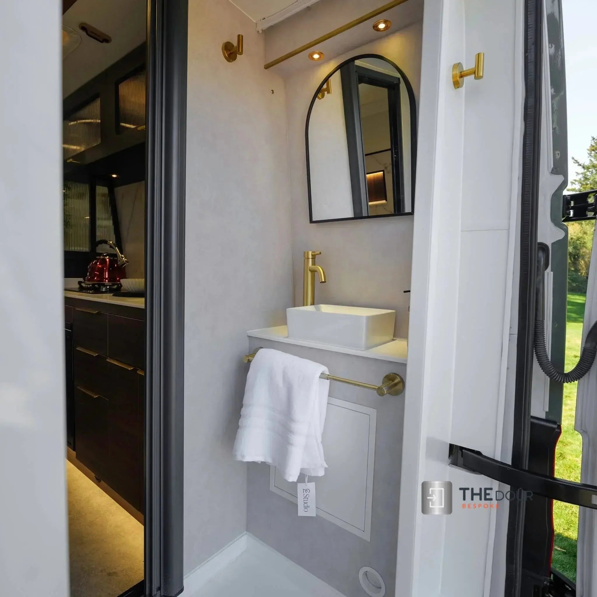 ROLdour Dark Grey Retractable Waterproof Campervan, RV Shower door kit Tambour Alternative THEdoûr Bespoke