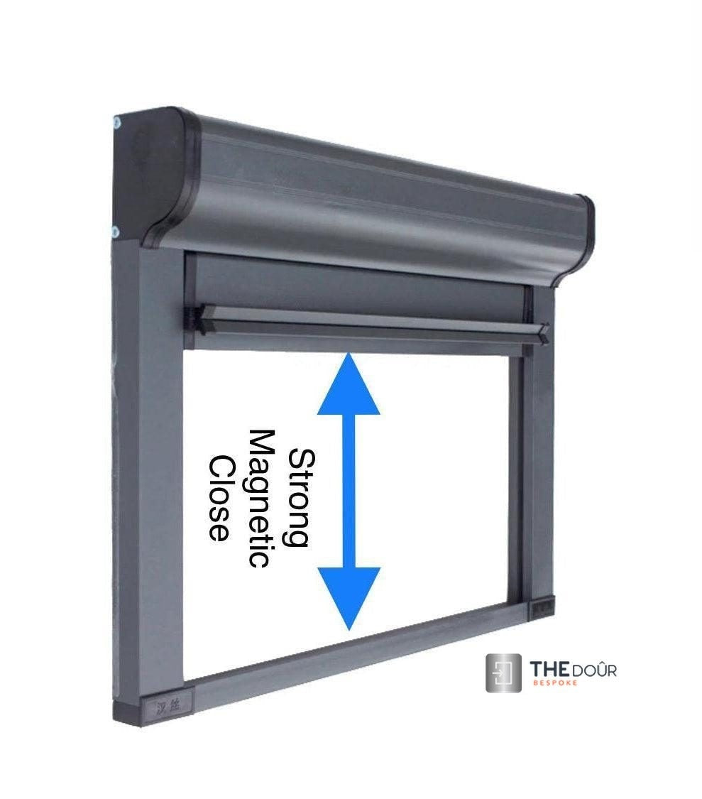ROLdour Single Retractable door kit - Gloss Black frame-TAMdour-Dark grey,door,Drak grey,retractable dark grey door,ROLdour,shower,shower door