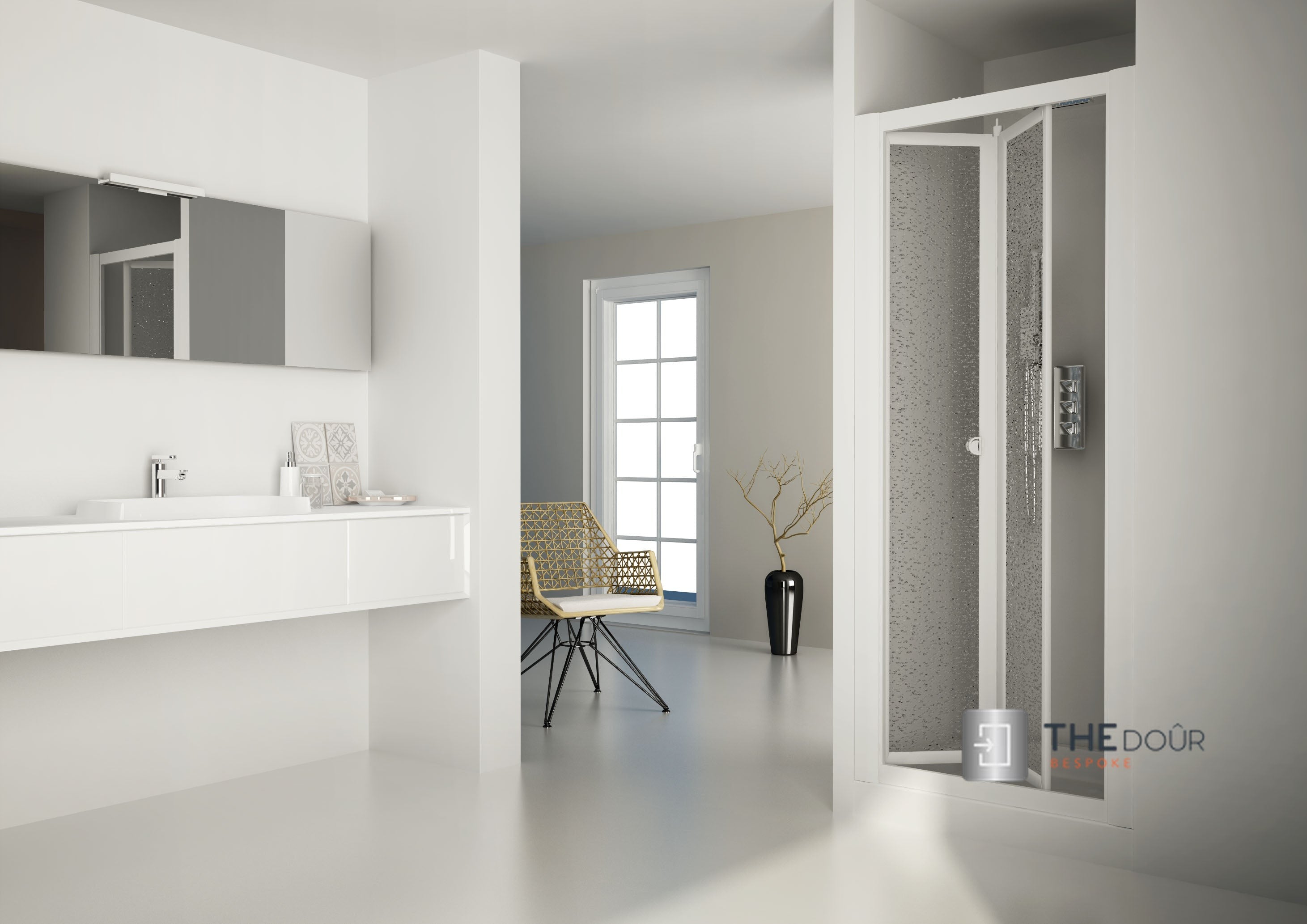 SAFEdour (ZERO Glass) Bi-Folding Safe Shower Door for Homes, Public Spaces, Campervans & Motorhomes