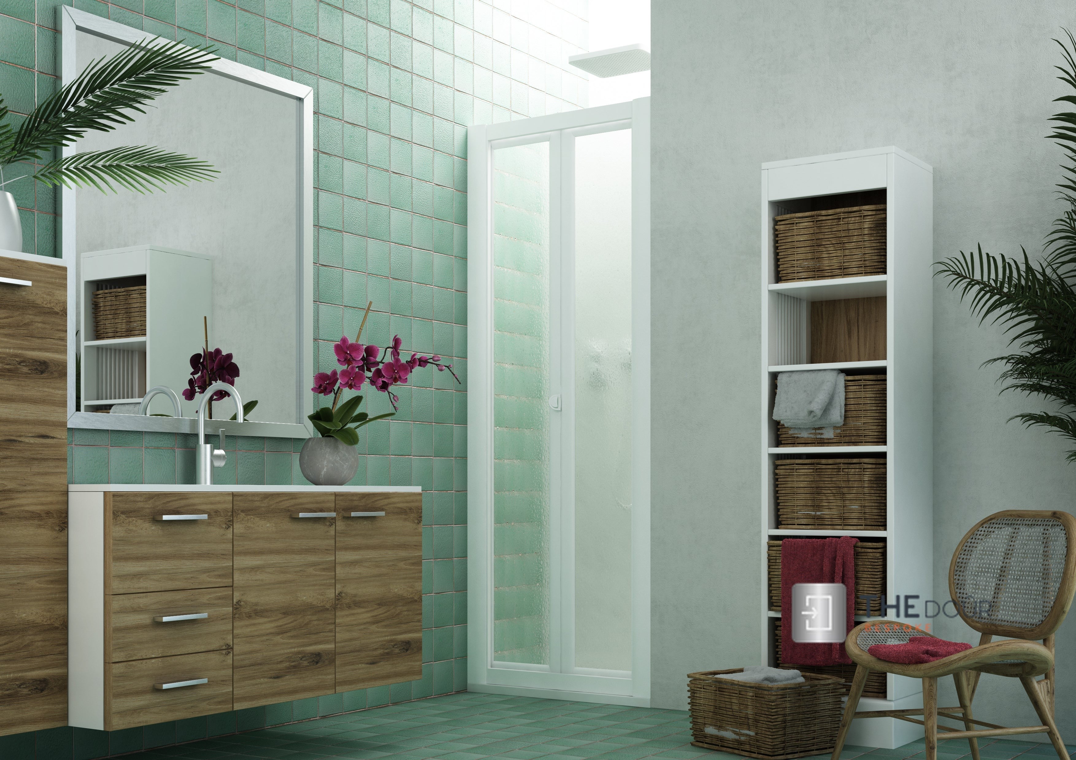 SAFEdour (ZERO Glass) Bi-Folding Safe Shower Door for Homes, Public Spaces, Campervans & Motorhomes