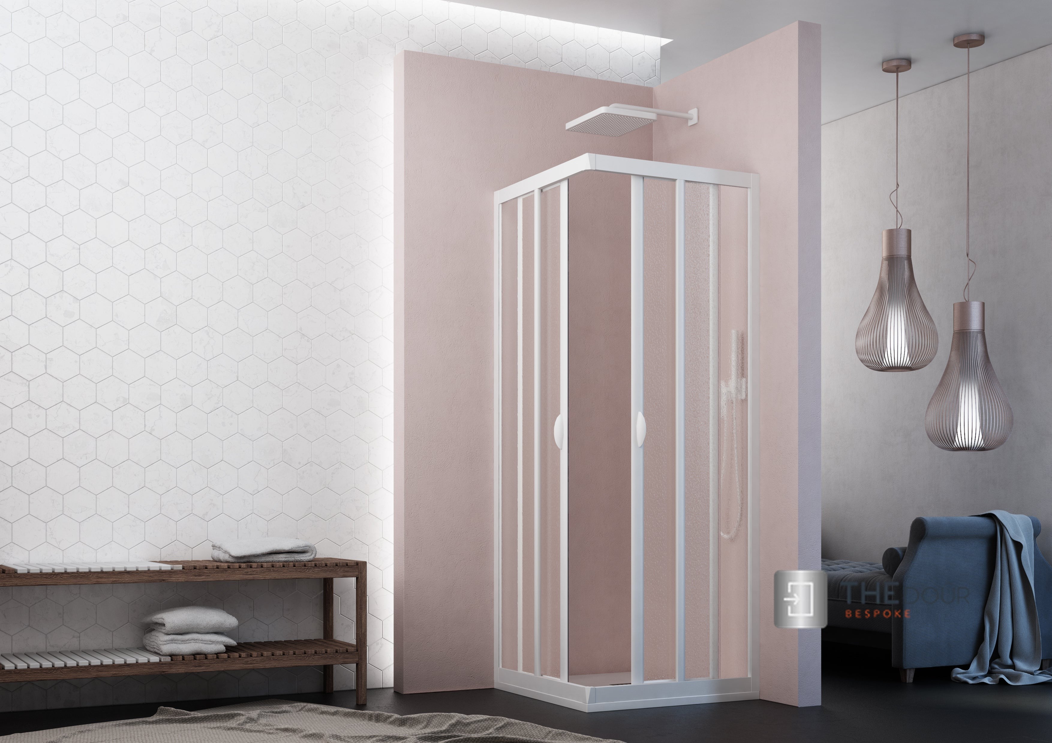 SAFEdour (ZERO Glass) Safe Double Sliding Corner Shower Enclosure for Homes, Public Spaces, Campervans & Motorhomes