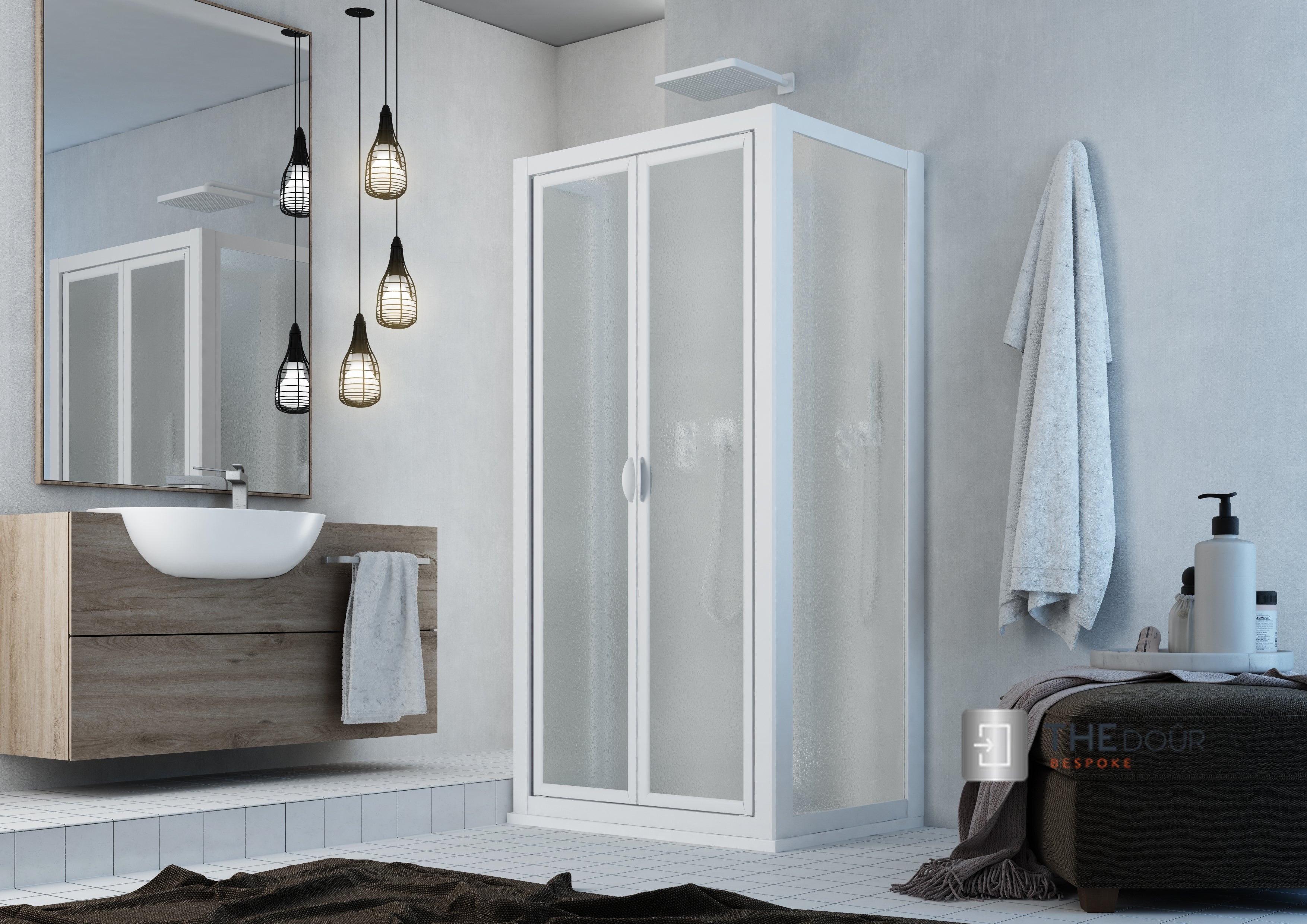 SAFEdour (ZERO Glass) Saloon Opening Safe Shower Door for Homes, Public Spaces, Campervans & Motorhomes