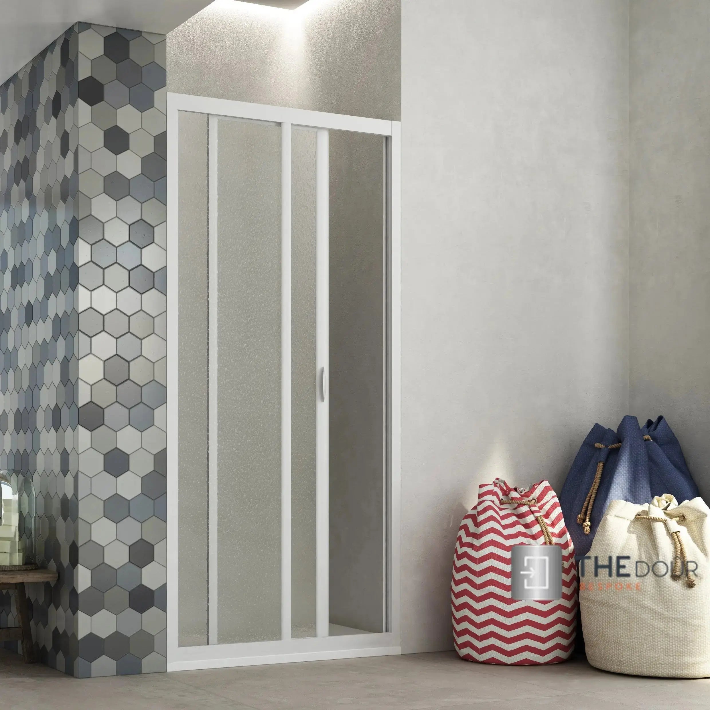 SAFEdour (ZERO Glass) Single Sliding Shower Door for Homes, Public Spaces, Campervans & Motorhomes THEdoûr Bespoke