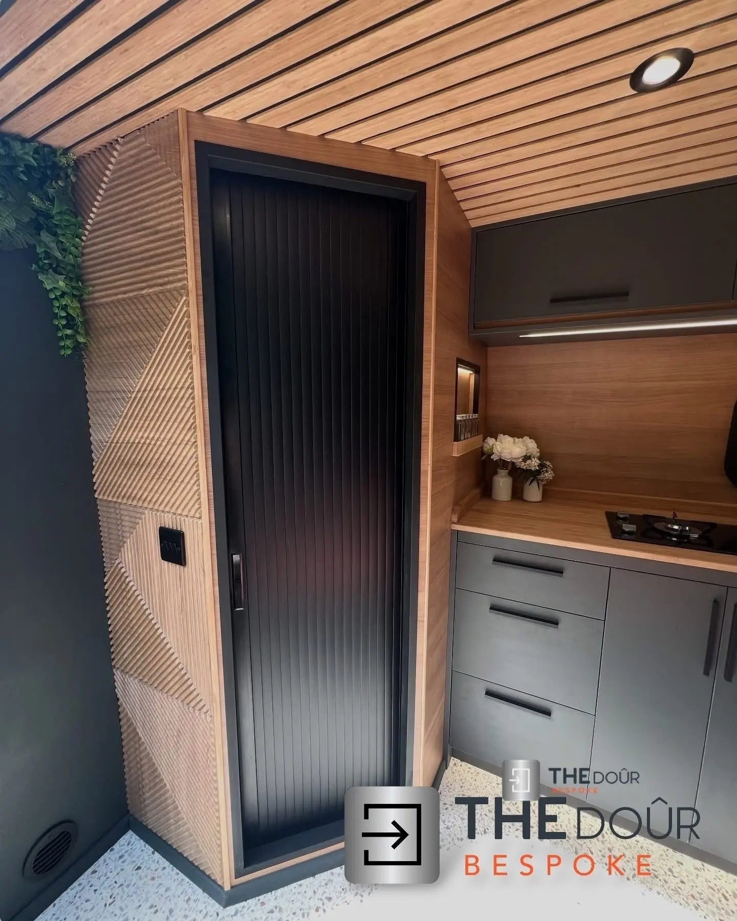 TAMdoûr Tambour Door Kit Cut 1850mm x 700mm with Flex Track for Straight Slide with 90 degree turn or Curved Close Finish THEdoûr Bespoke