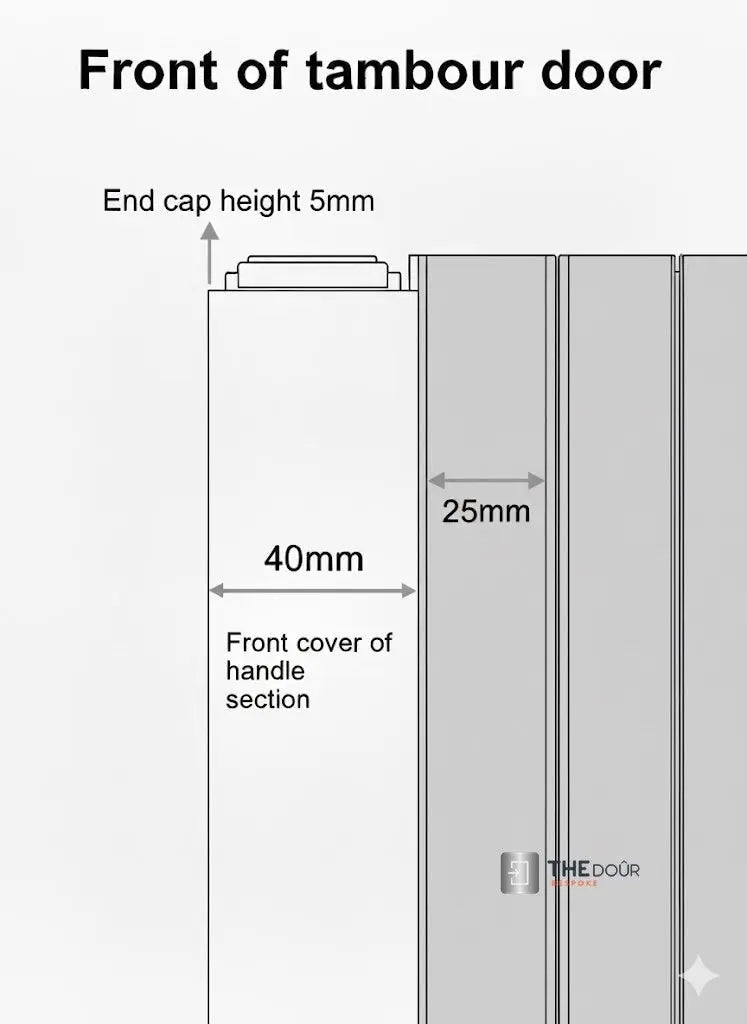 TAMdoûr Tambour Door Kit Cut 1850mm x 700mm with Flex Track for Straight Slide with 90 degree turn or Curved Close Finish THEdoûr Bespoke