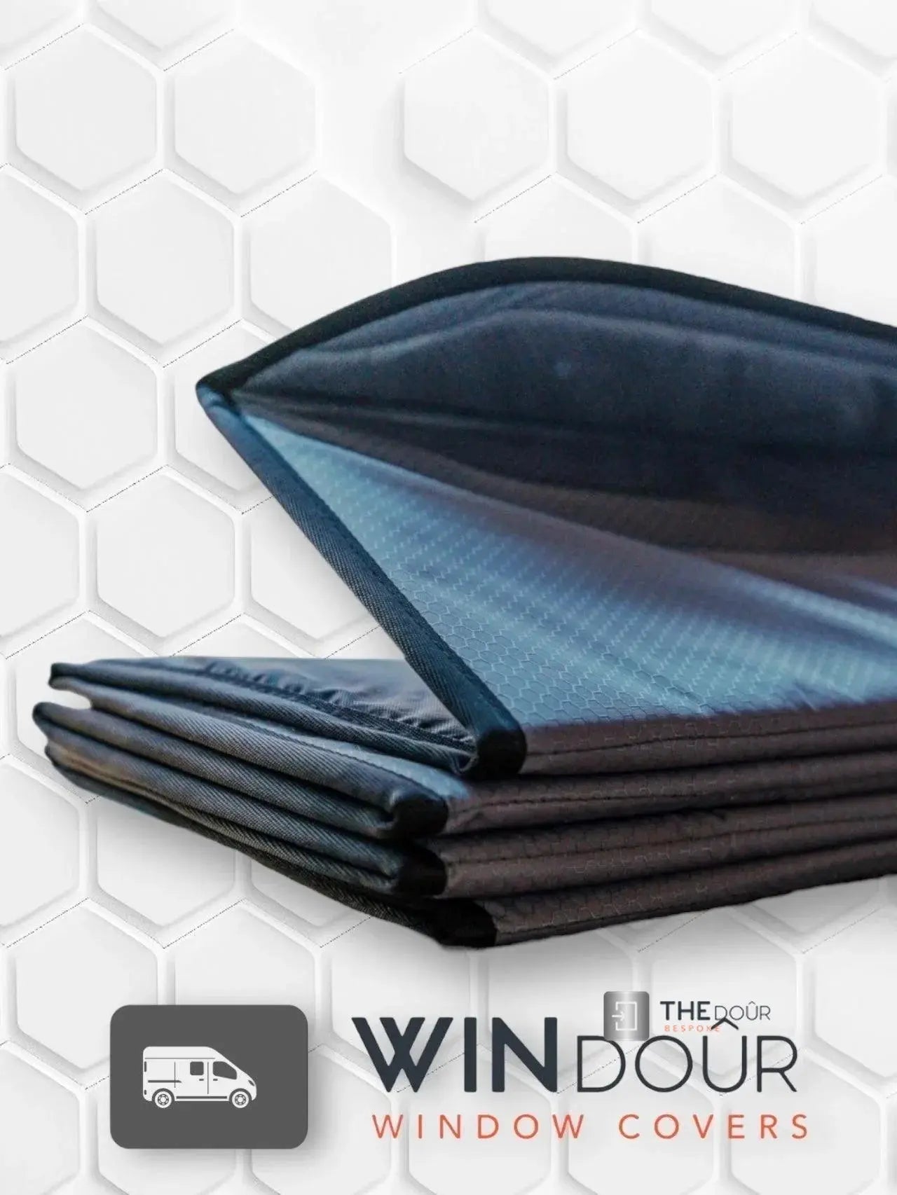 WINdoûr insulated Blackout Covers with Large Net Storage Pocket. Window Covers for Sprinter Rear Doors THEdoûr Bespoke