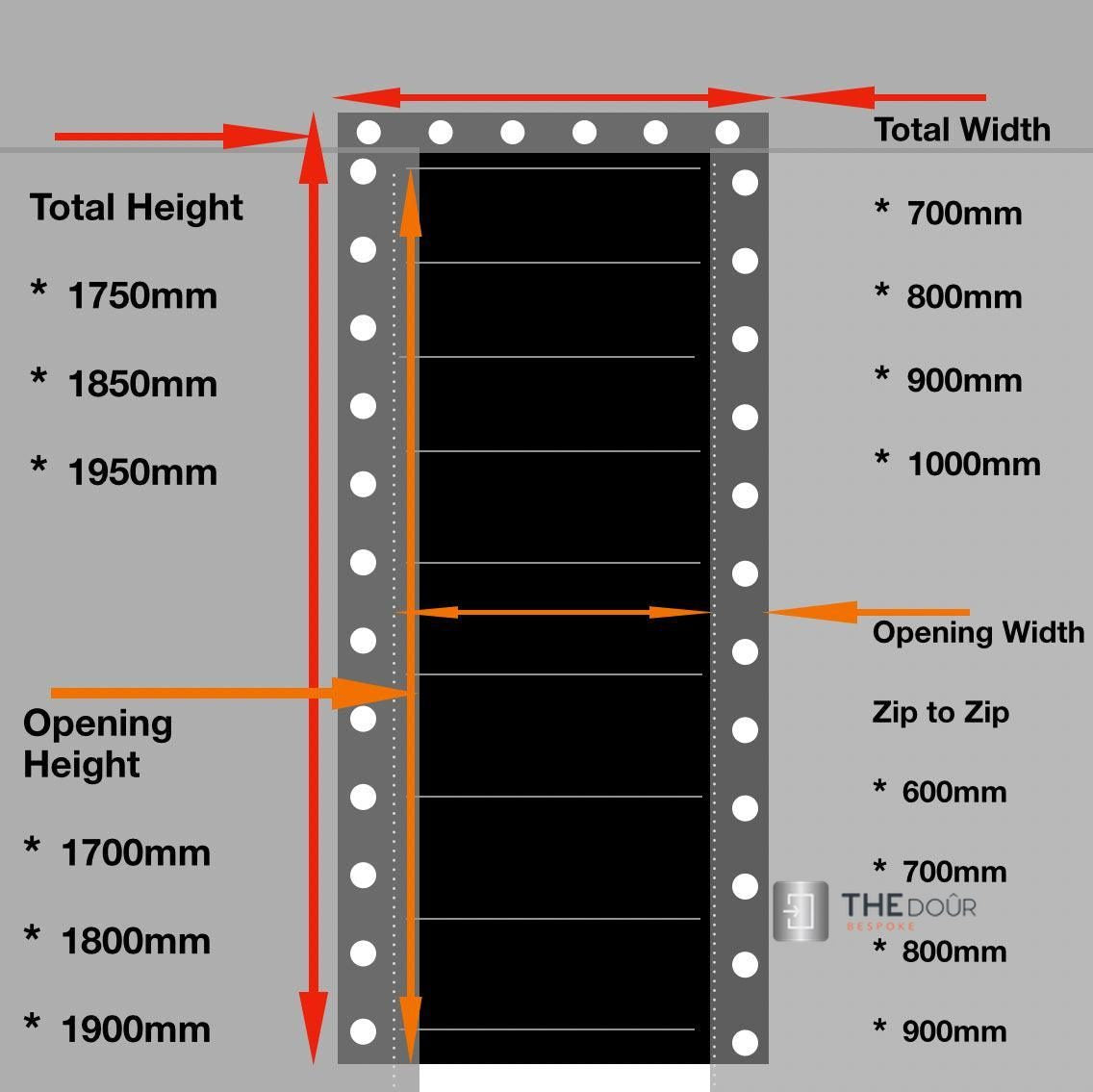 ZIPdoûr Shower Door 4x4 Camper Van / RV - Double Insulated Zip Close in Various Sizes