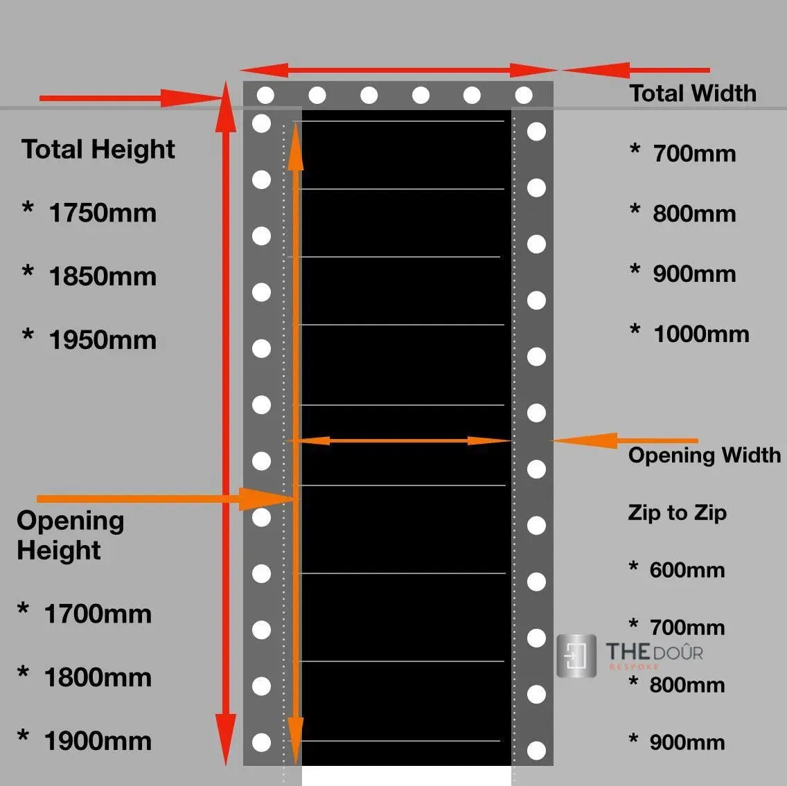 ZIPdoûr Shower Door 4x4 Camper Van / RV - Double Insulated Zip Close in Various Sizes ZIPdoûr