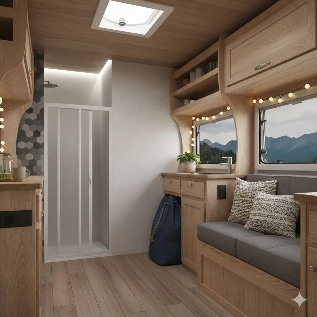 SAFEdour (ZERO Glass) Single Sliding Shower Door for Homes, Public Spaces, Campervans & Motorhomes THEdoûr Bespoke