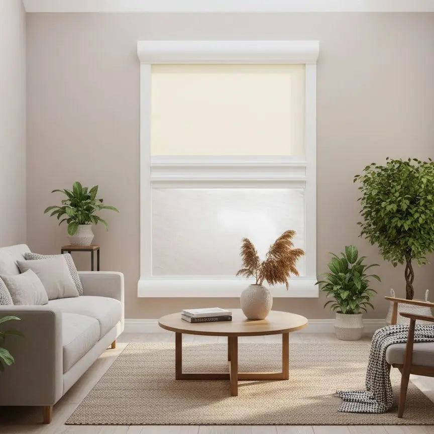 ROLdoûr Slimline Duo - Vertical Blind – Blackout Retractable Fabric & Net, Made to Measure (1000mm–1500mm Wide x 1000mm–1500mm Tall) TAMdour