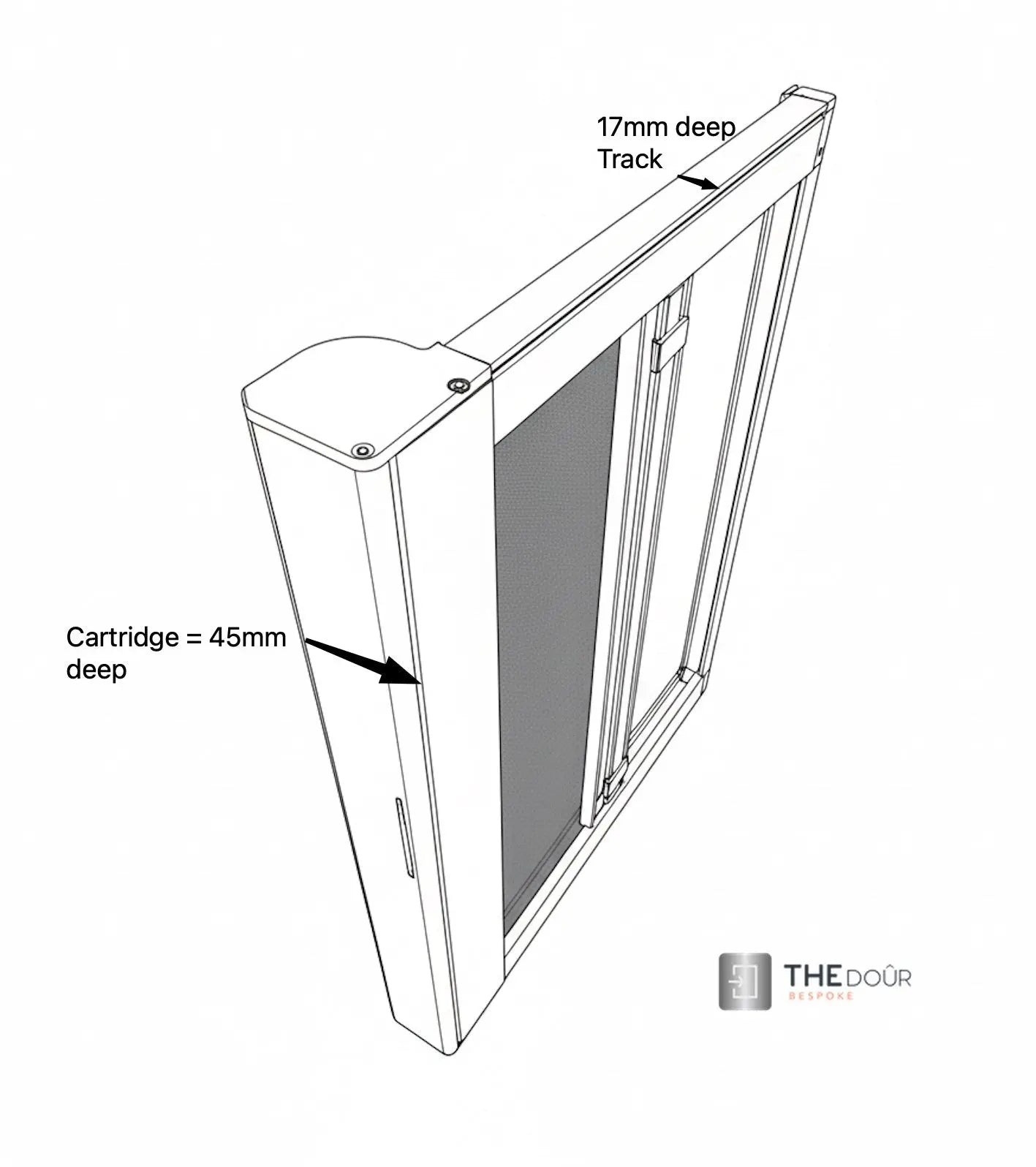 ROLdour Slimline Horizontal 400mm up to 1500mm Tall x 400mm up to 1000mm Wide, Retractable Roller Blackout or Mosquito Net Blinds Custom Made to Measure THEdoûr Bespoke
