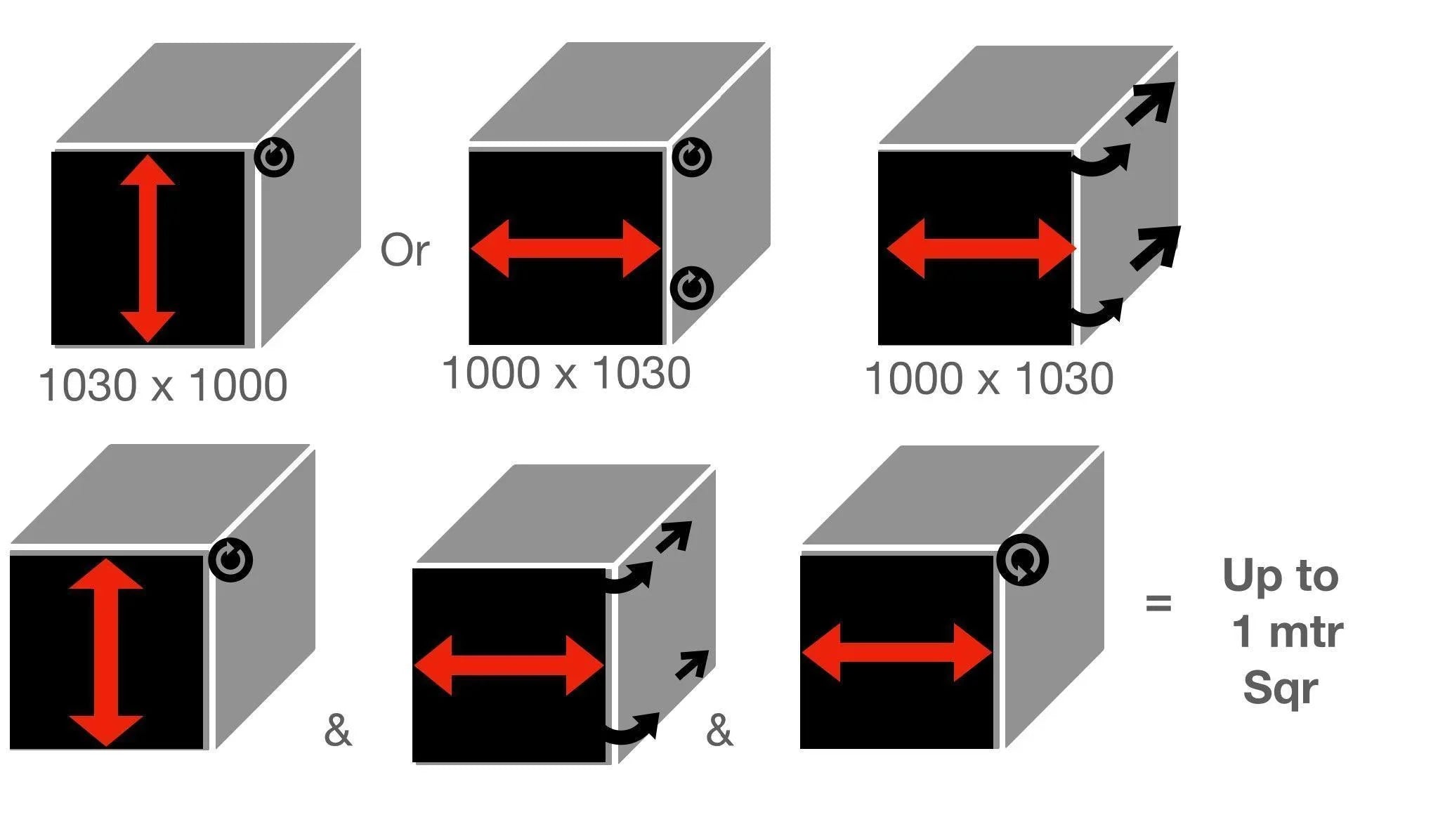 Easy Cut Tambour Vertical or Horizontal Sliding Door Kit & Parts, Up to 1000mm x 1000mm Area.