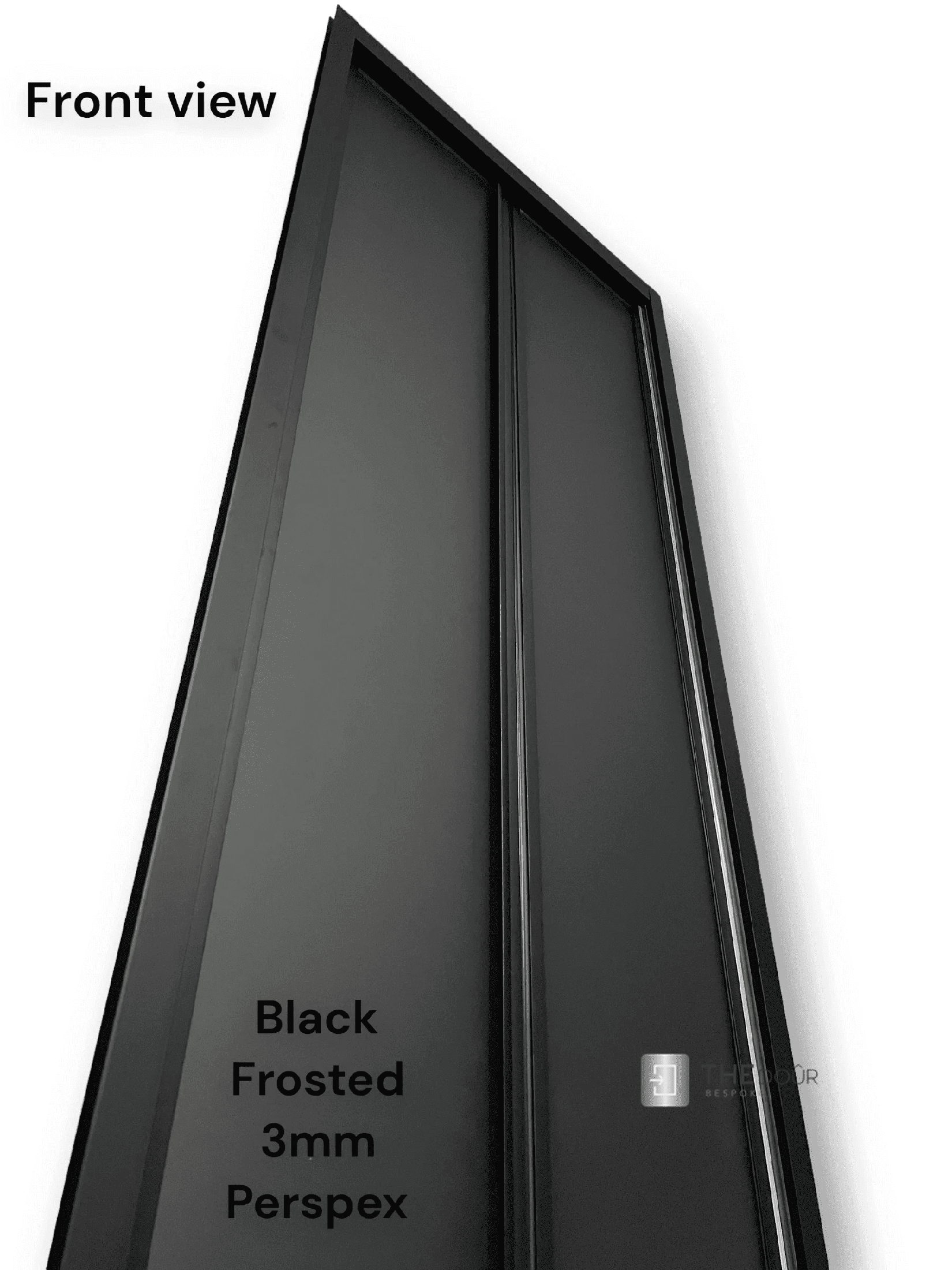 Black FOLdoûr Bi Fold Accordion Aluminium Frame Black Frosted Acrylic Shower Screen Door Designed for a Campervan - THEdoûr Bespoke