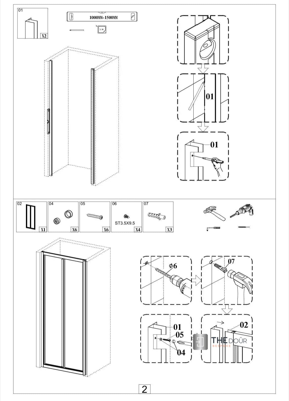 FOLdoûr Bi Fold Accordion Aluminium Frame Frosted Acrylic Shower Screen Door Designed for a Campervan