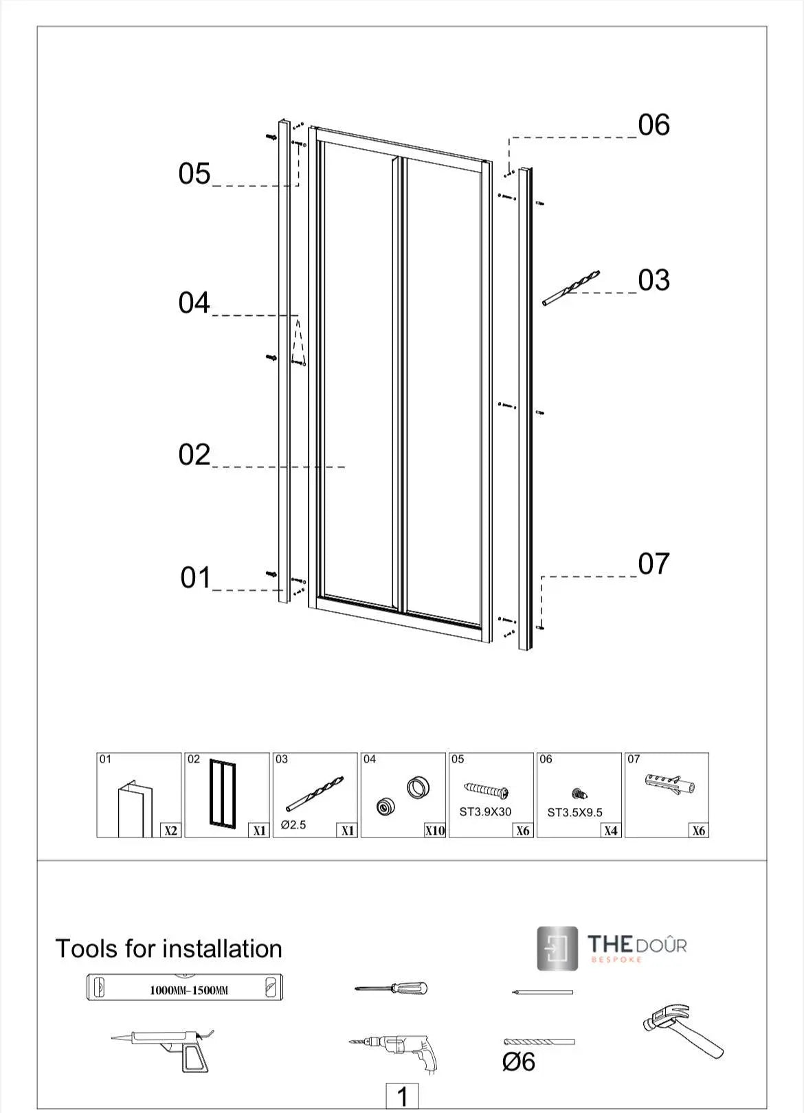 White FOLdoûr Bi Fold Accordion Aluminium Frame Frosted White Acrylic Shower Screen Door Designed for a Campervan FOLdoûr