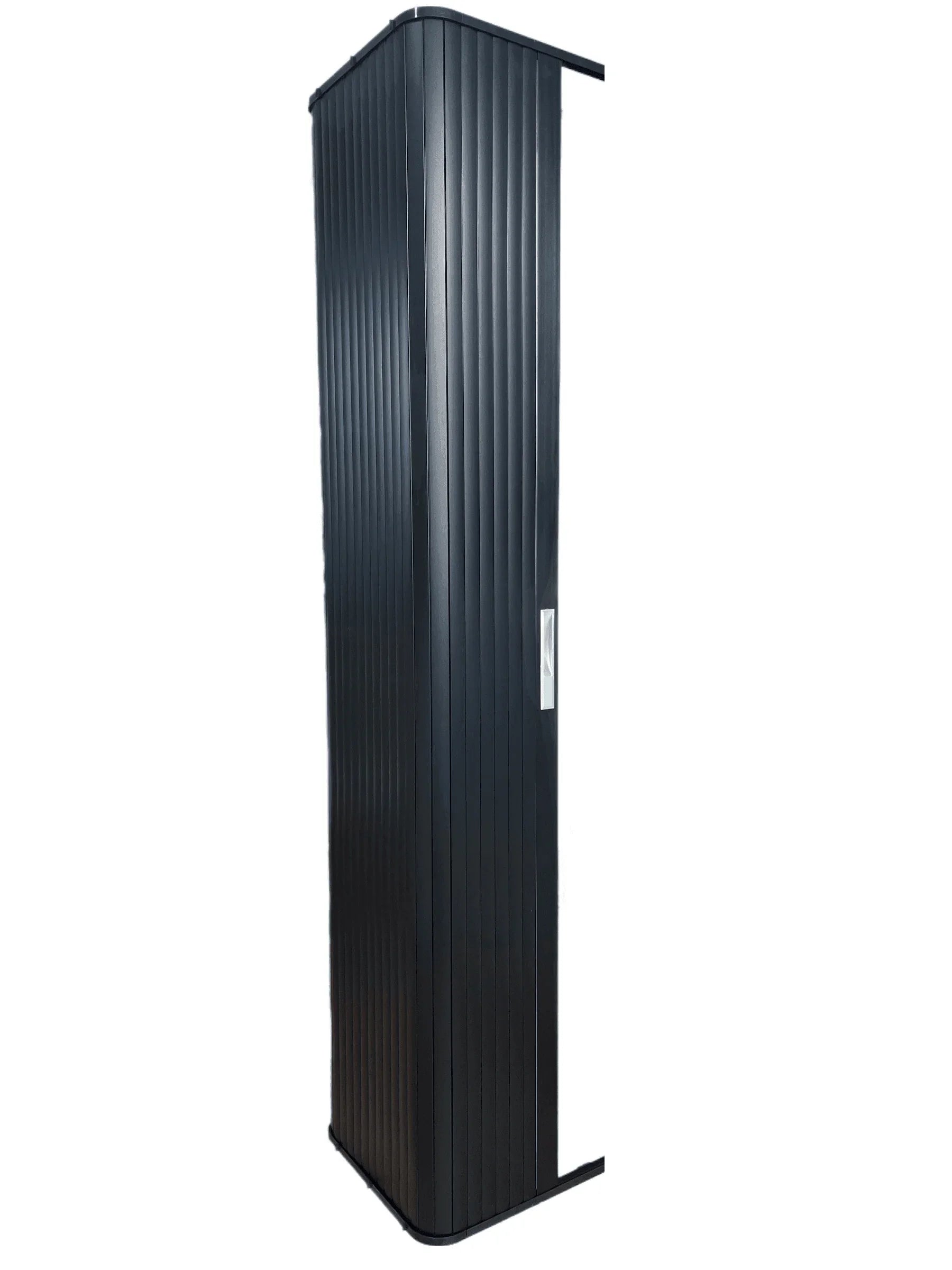 Horizontal Slide Tambour Door Silver kit - 1000mm up to 1600mm tall Spiral track-TAMdour-Black door,Black door black handle,black door white handle,black door with silver handle,Black door with white handle,cupboard door,door,horizontal slide,kitchen door,shower,shower door,Tambour door,Tambour shower door