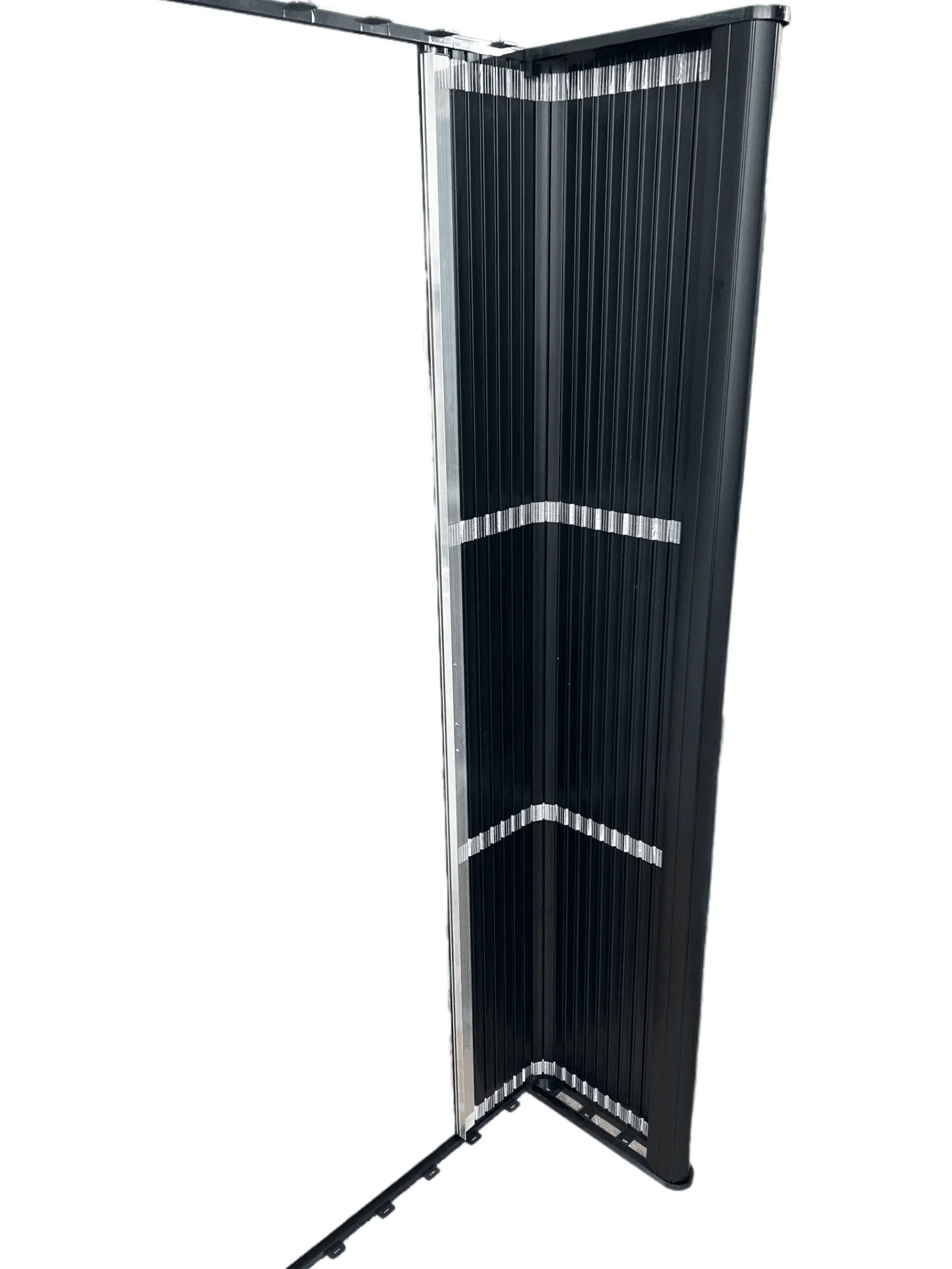 Horizontal Slide Tambour Door Silver kit - 1000mm up to 1600mm tall Spiral track-TAMdour-Black door,Black door black handle,black door white handle,black door with silver handle,Black door with white handle,cupboard door,door,horizontal slide,kitchen door,shower,shower door,Tambour door,Tambour shower door
