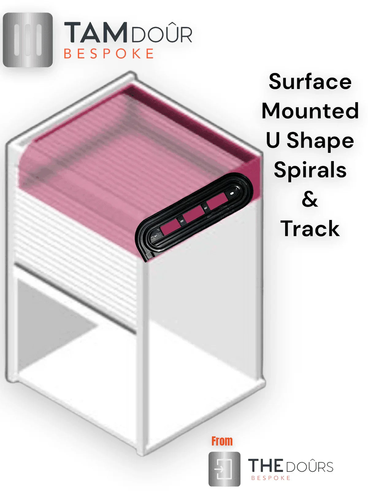 Vertical Open Tambour Door kit - Silver / White / Black, Custom Made, up to 1300mm wide x up to 1600mm tall
