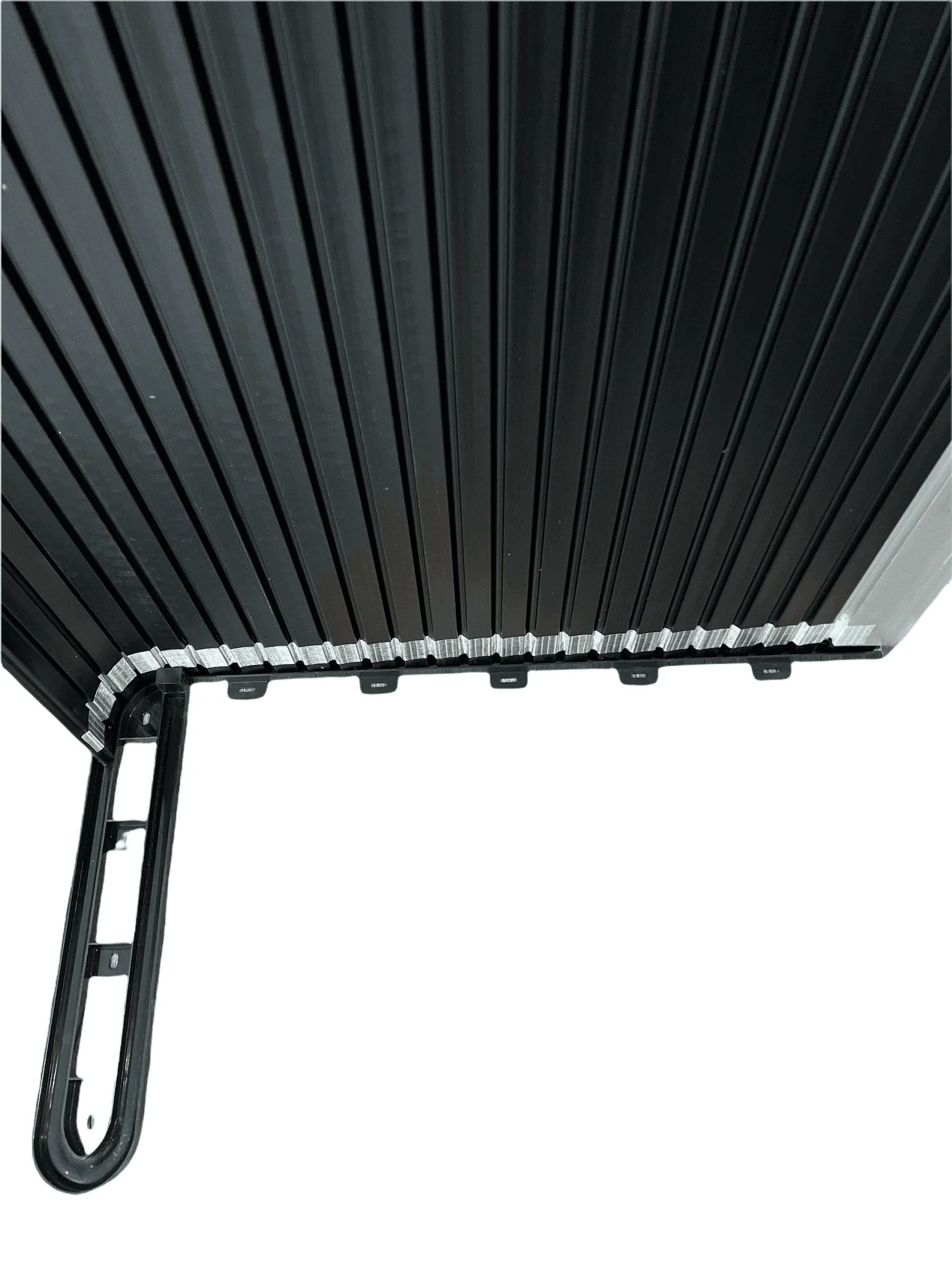 Horizontal Slide Tambour Door Silver kit - 1000mm up to 1600mm tall Spiral track-TAMdour-Black door,Black door black handle,black door white handle,black door with silver handle,Black door with white handle,cupboard door,door,horizontal slide,kitchen door,shower,shower door,Tambour door,Tambour shower door