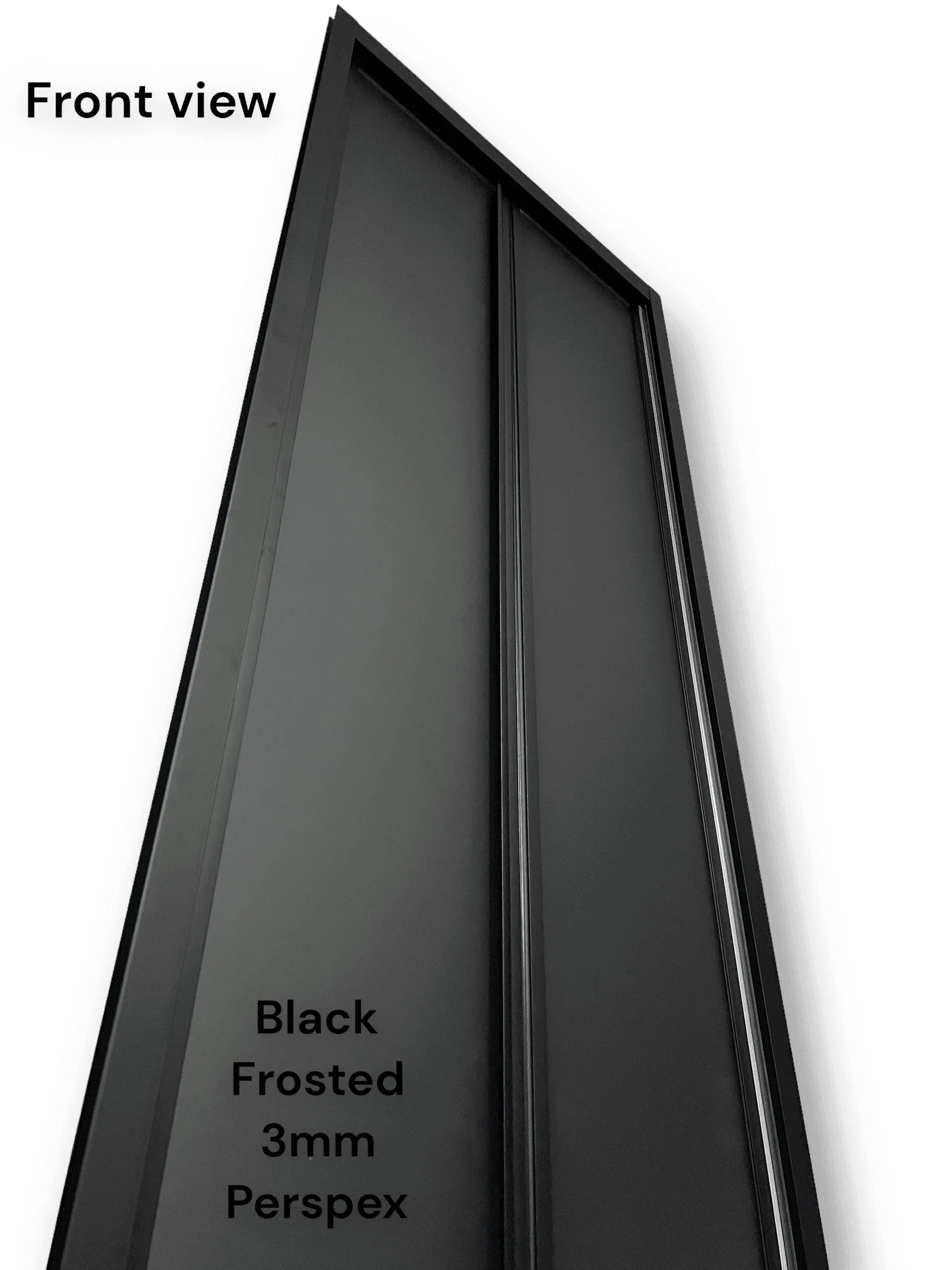 Black FOLdoûr Bi Fold Accordion Aluminium Frame Black Frosted Acrylic Shower Screen Door Designed for a Campervan - THEdoûr Bespoke