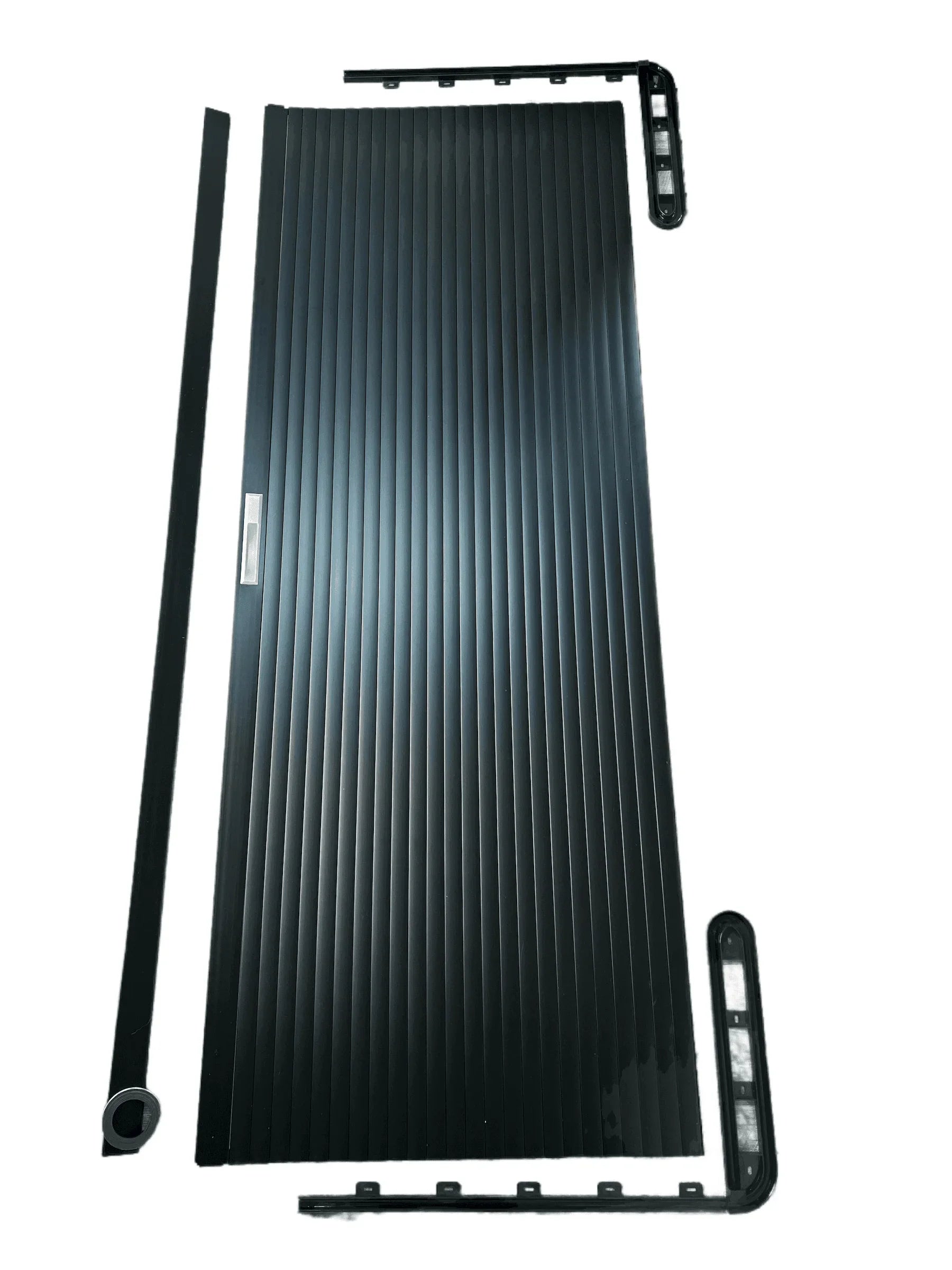 Horizontal Slide Tambour Door Silver kit - 1000mm up to 1600mm tall Spiral track-TAMdour-Black door,Black door black handle,black door white handle,black door with silver handle,Black door with white handle,cupboard door,door,horizontal slide,kitchen door,shower,shower door,Tambour door,Tambour shower door