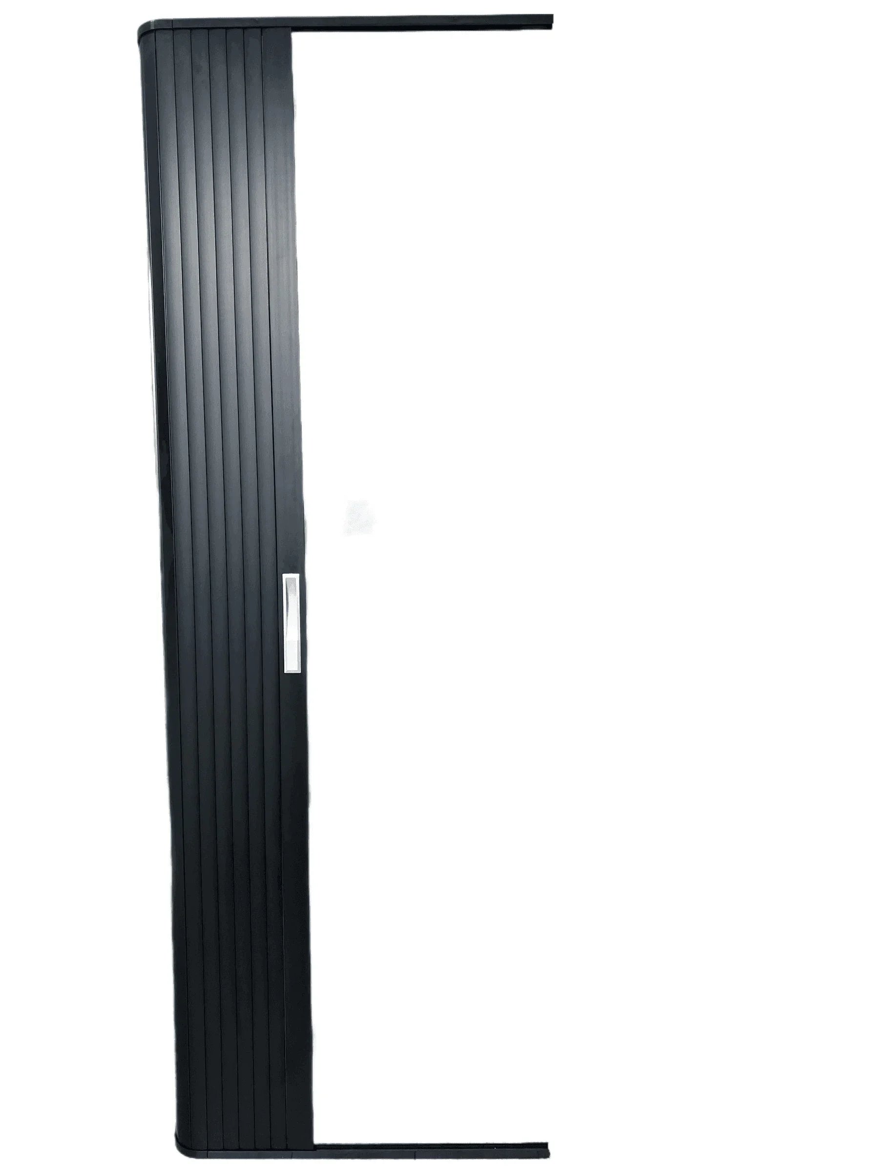 Horizontal Slide Tambour Door Silver kit - 1000mm up to 1600mm tall Spiral track-TAMdour-Black door,Black door black handle,black door white handle,black door with silver handle,Black door with white handle,cupboard door,door,horizontal slide,kitchen door,shower,shower door,Tambour door,Tambour shower door