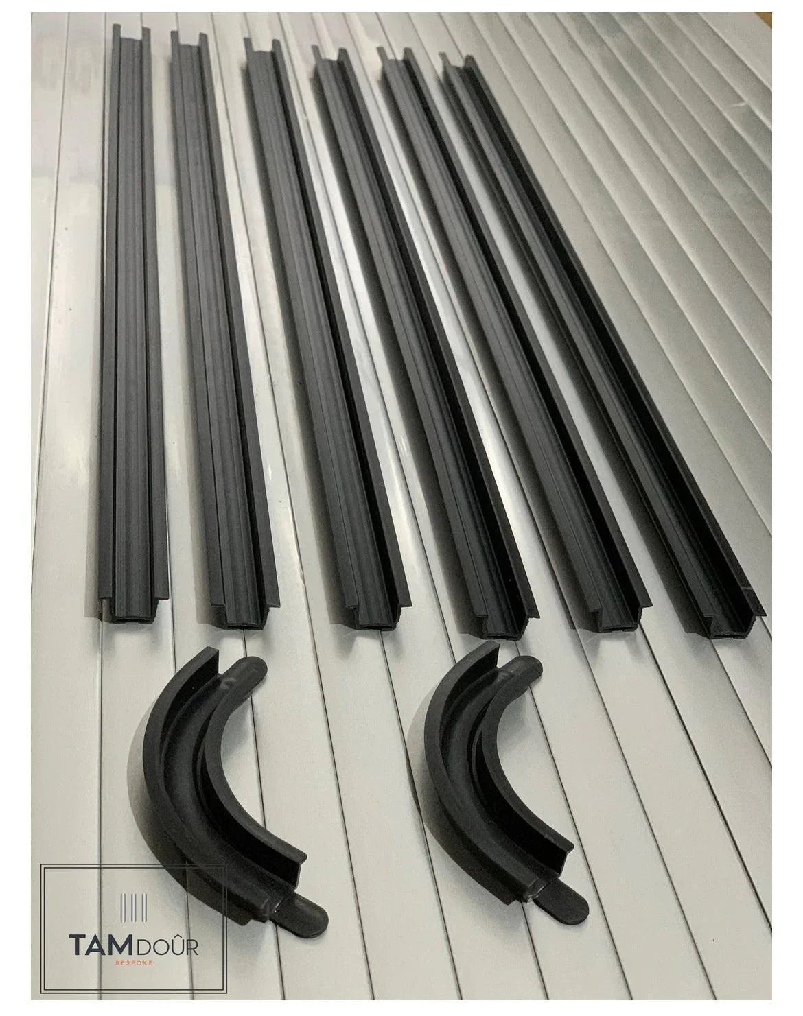 Vertical Open Tambour Door kit - Silver / White / Black, Custom Made, up to 1300mm wide x up to 1600mm tall