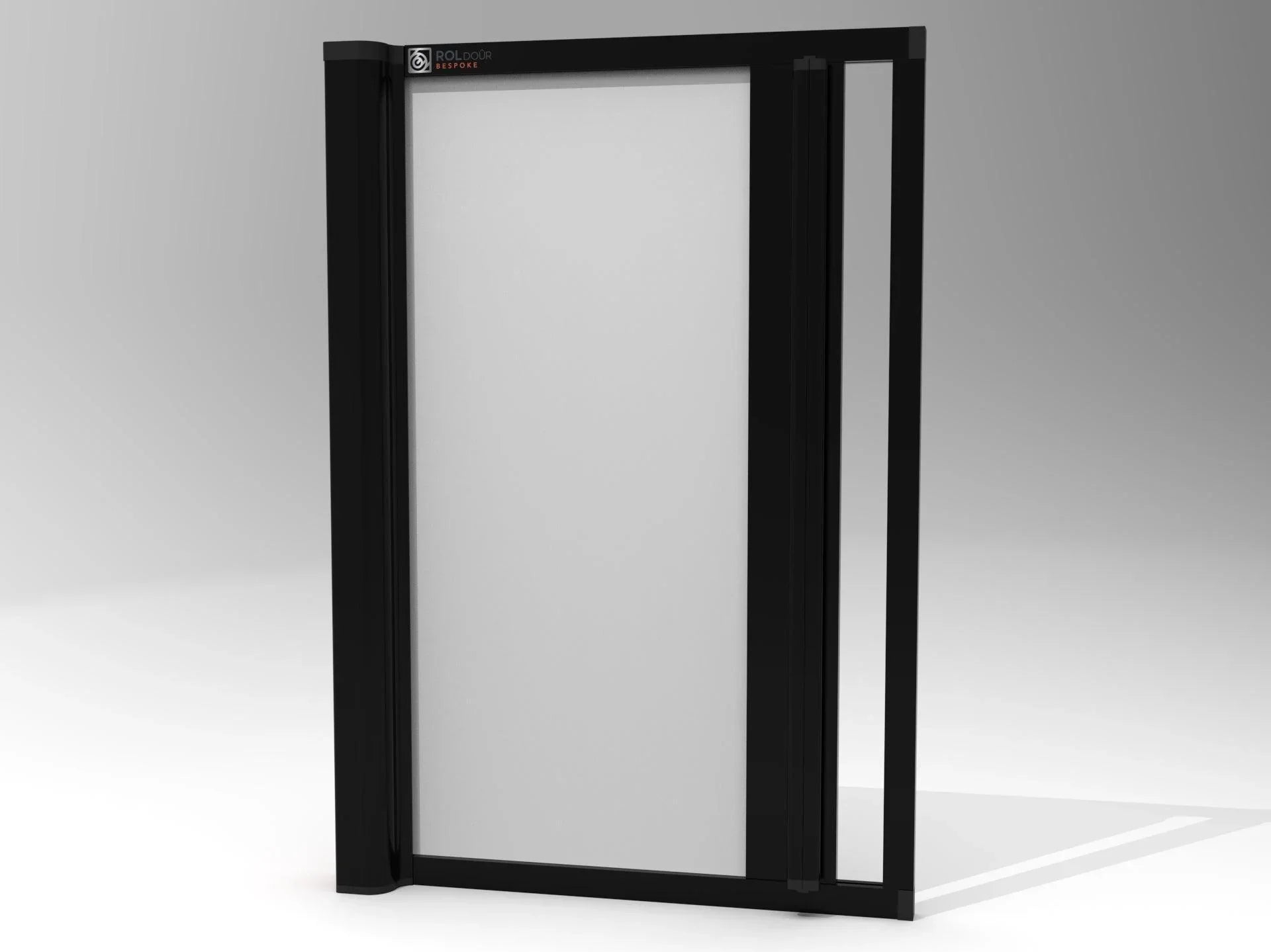 ROLdour Duschtür-Set, glänzend schwarz, einziehbar, wasserdicht, für Wohnmobile und Wohnmobile, Tambour-Alternative