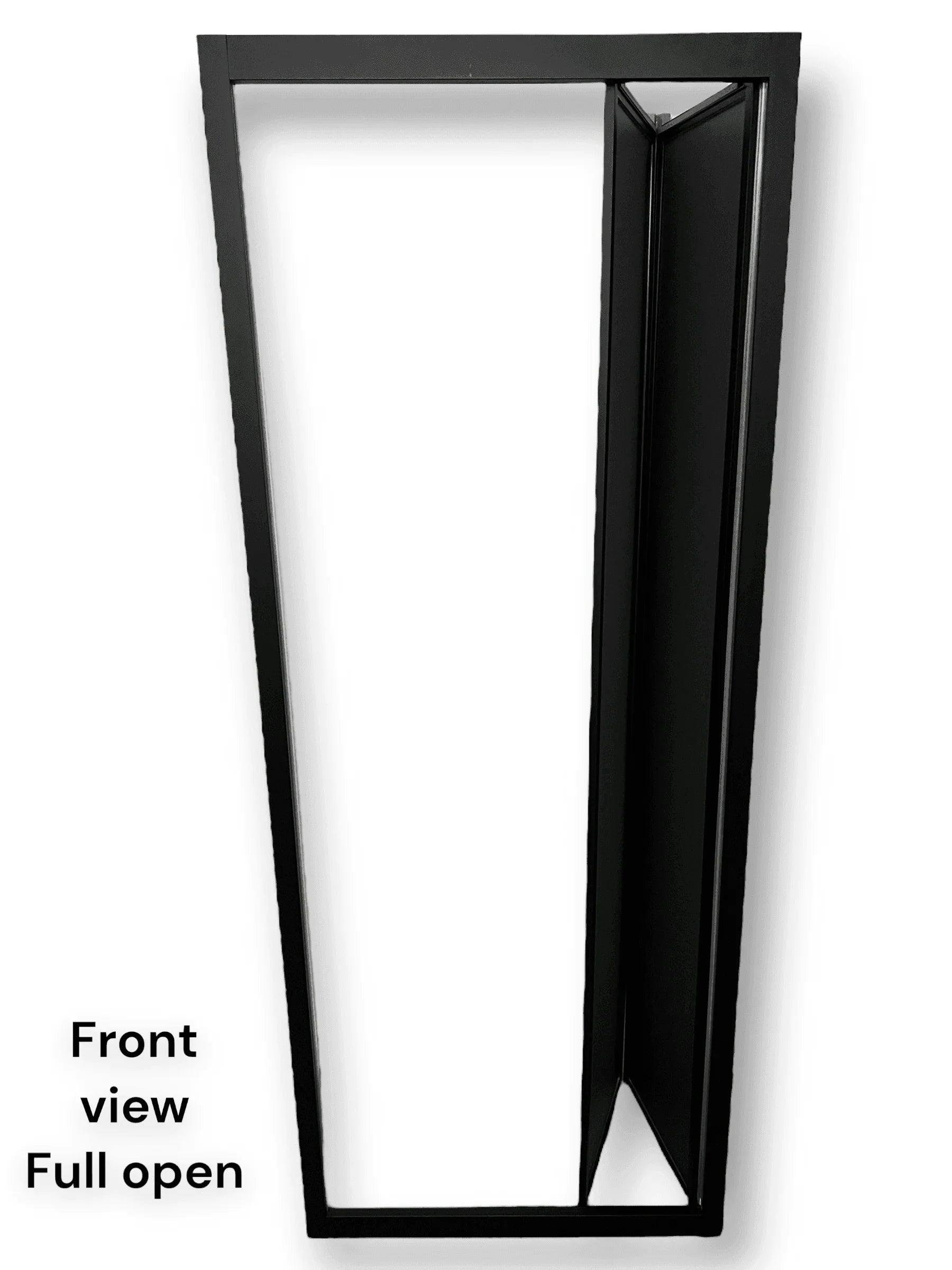 Black FOLdoûr Bi Fold Accordion Aluminium Frame Black Frosted Acrylic Shower Screen Door Designed for a Campervan - THEdoûr Bespoke