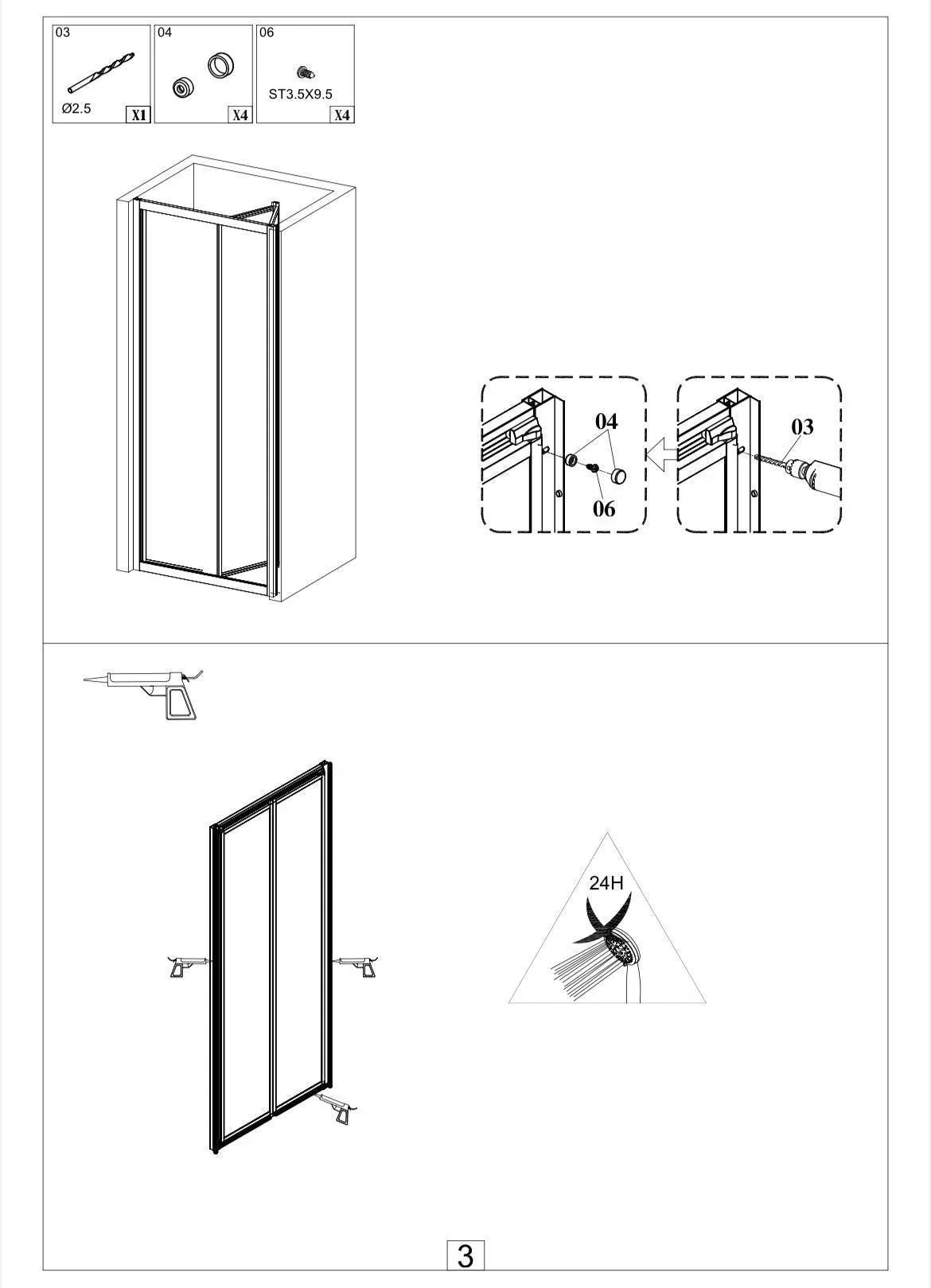FOLdoûr Bi Fold Accordion Aluminium Frame Frosted Acrylic Shower Screen Door Designed for a Campervan