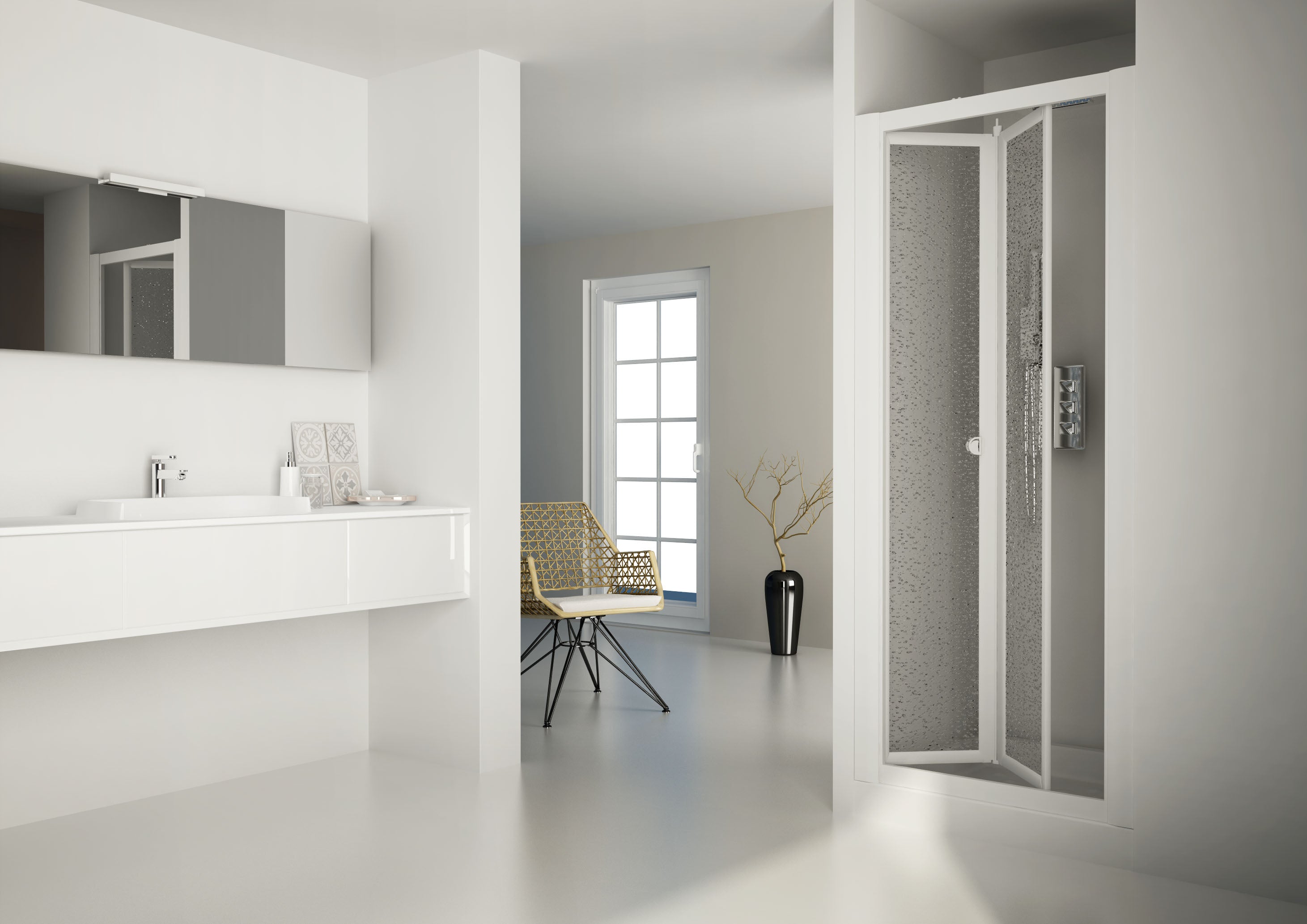 SAFEdour (ZERO Glass) Bi-Folding Safe Shower Door for Homes, Public Spaces, Campervans & Motorhomes
