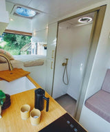 ROLdour Campervan / RV Shower Door - Custom Made to the MM Choose from 1600mm to 1799mm Tall x 500mm up to 1000mm Wide Frame. Various Colour Frames & Fabrics