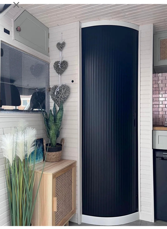 Tambour Door Kit de porte noire - Poignée argentée 1500 mm jusqu'à 2000 mm d'options de hauteur