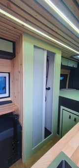 ROLdour Campervan / RV Shower Door - Custom Made to the MM Choose from 1600mm to 1799mm Tall x 500mm up to 1000mm Wide Frame. Various Colour Frames & Fabrics