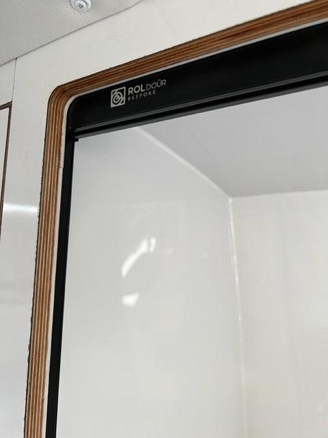 Load image into Gallery viewer, ROLdour Gloss Grey Retractable Waterproof Campervan, RV Shower door kit Tambour Alternative
